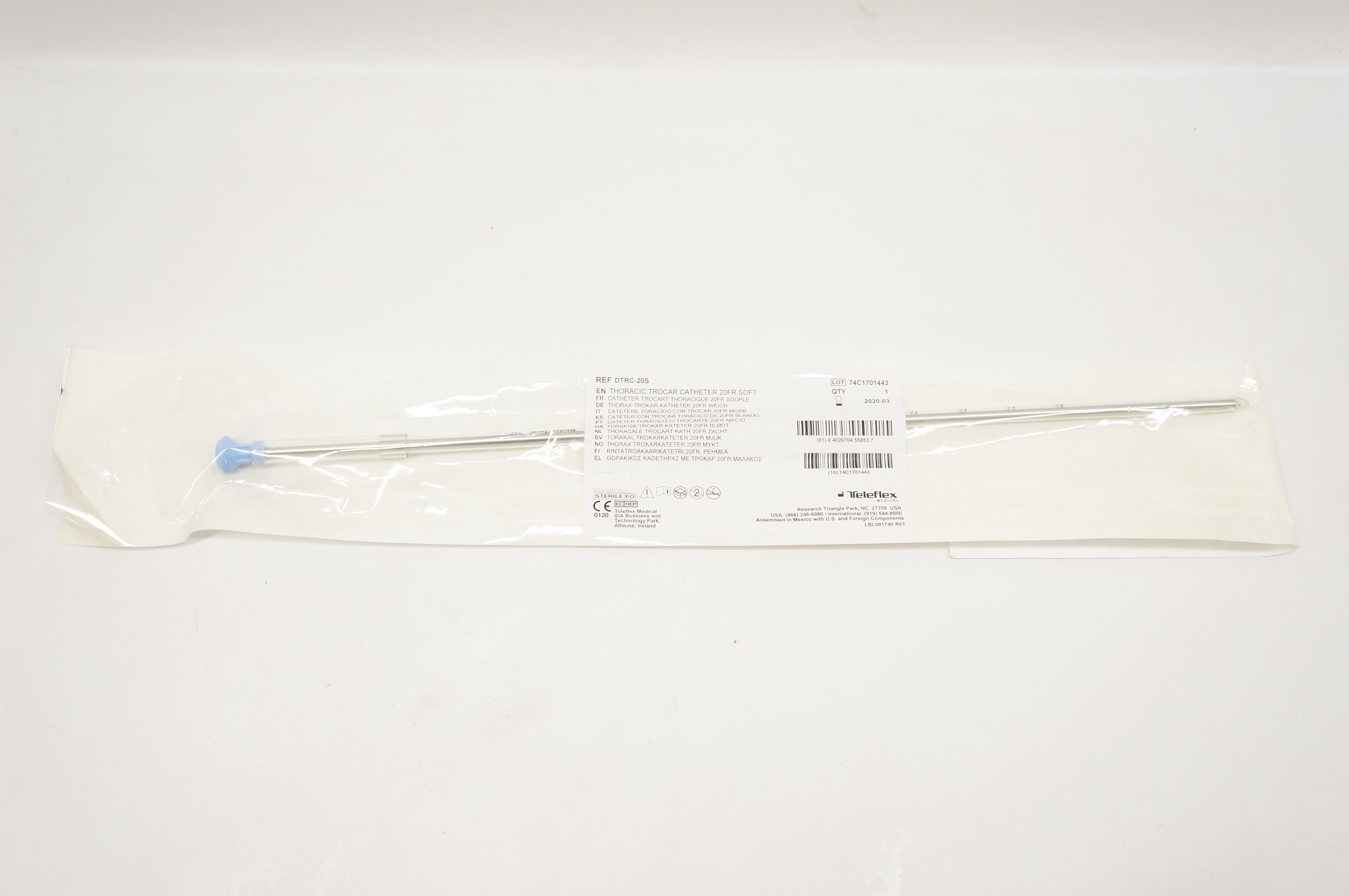Teleflex DTRC-20S Thoracic Trocar Cath. 20Fr. Soft (x)