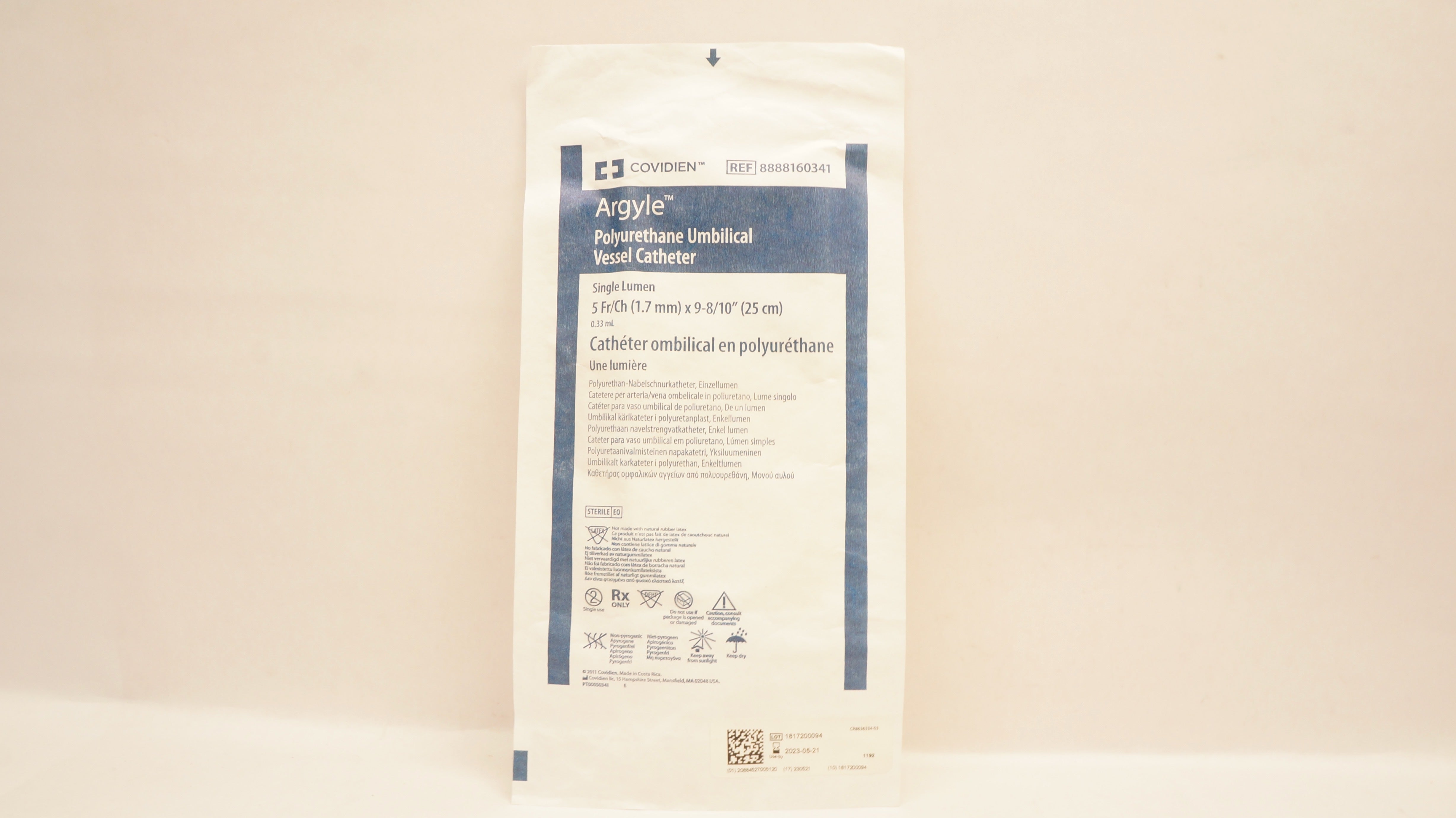 Covidien 8888160341 Argyle Polyurethane Umbilical Vessel Cath. 5Fr. x 9-8/10inch