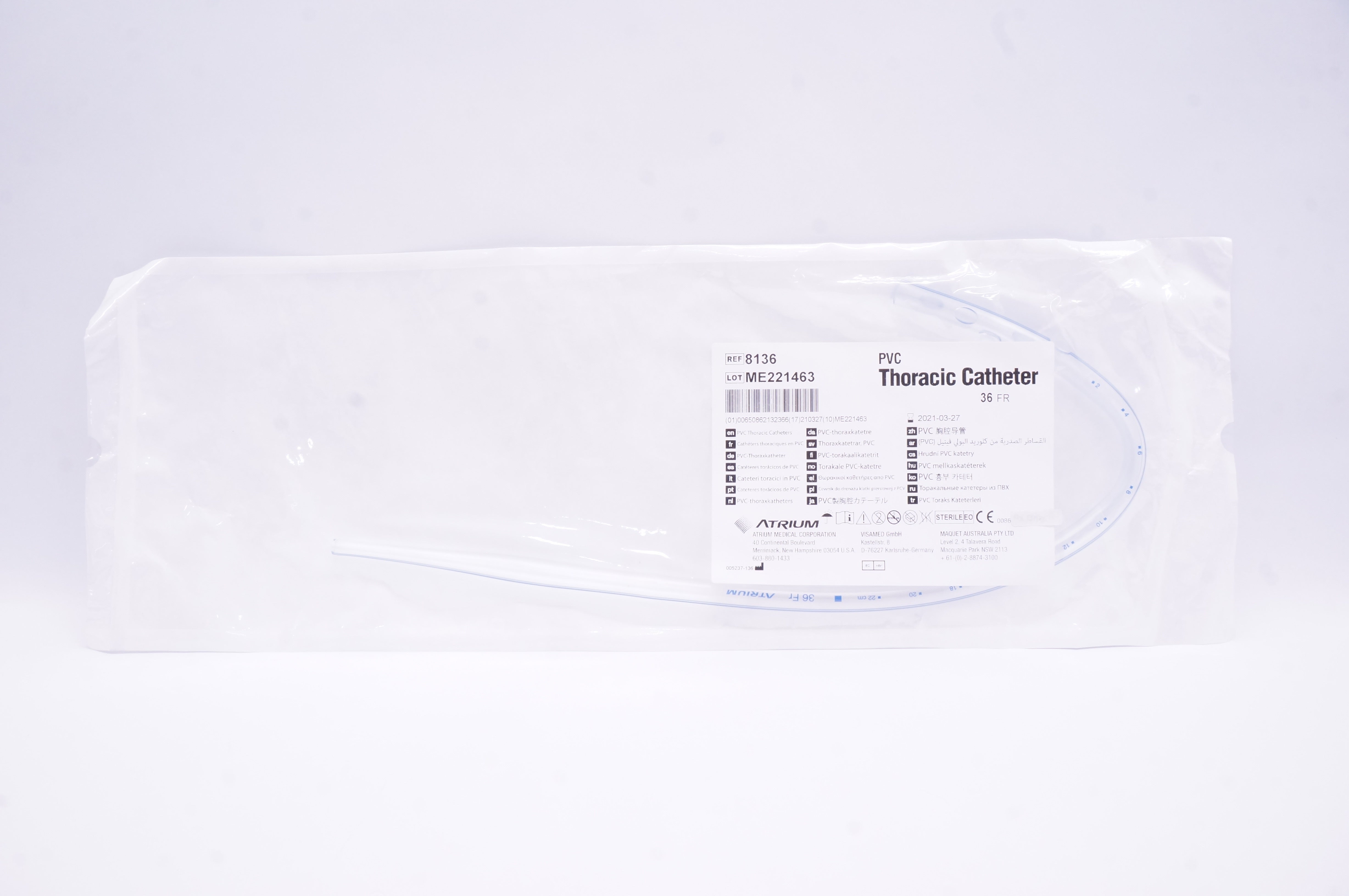 Atrium 8136 PVC Thoracic Cath. 36Fr (x)