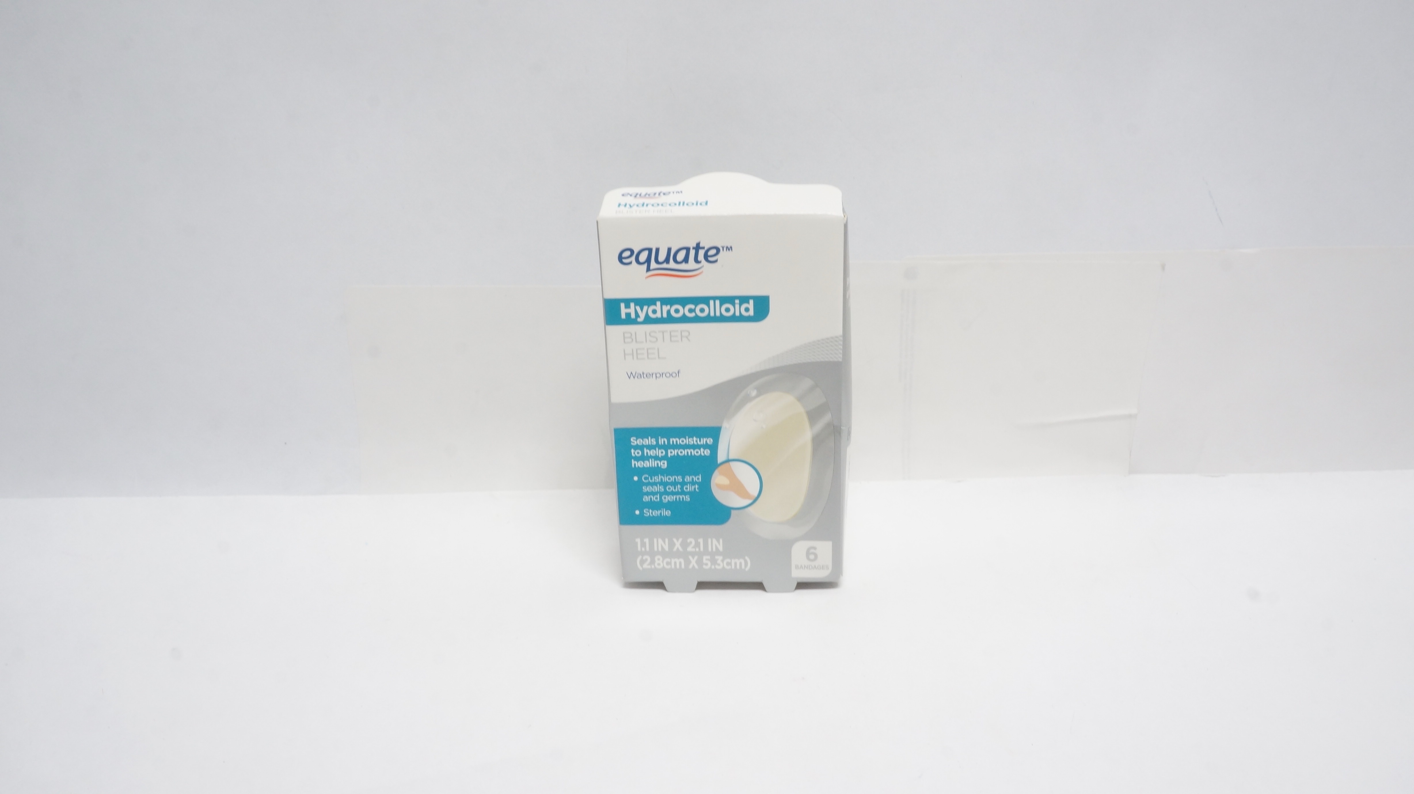 Equate WAL1901 Hydrocolloid Blister Heel Waterproof 1.1In x 2.1In - Box of 6