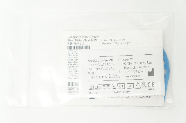 Acumed 70-0117 Congruent Plate System Distal Clavicle PLT 3.5mm 9 Hole Left
