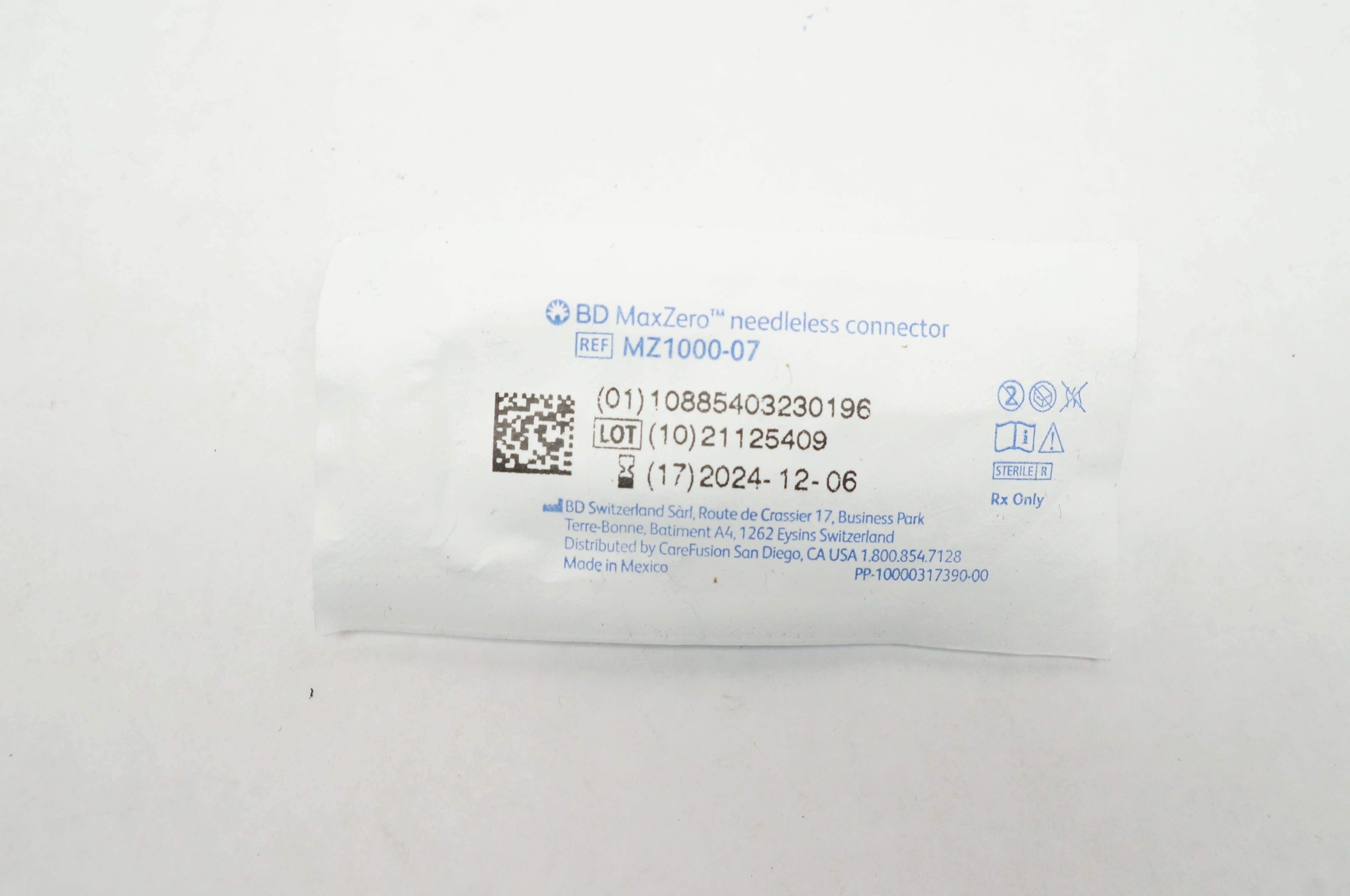 BD MZ1000-07 MaxZero Needleless Connector
