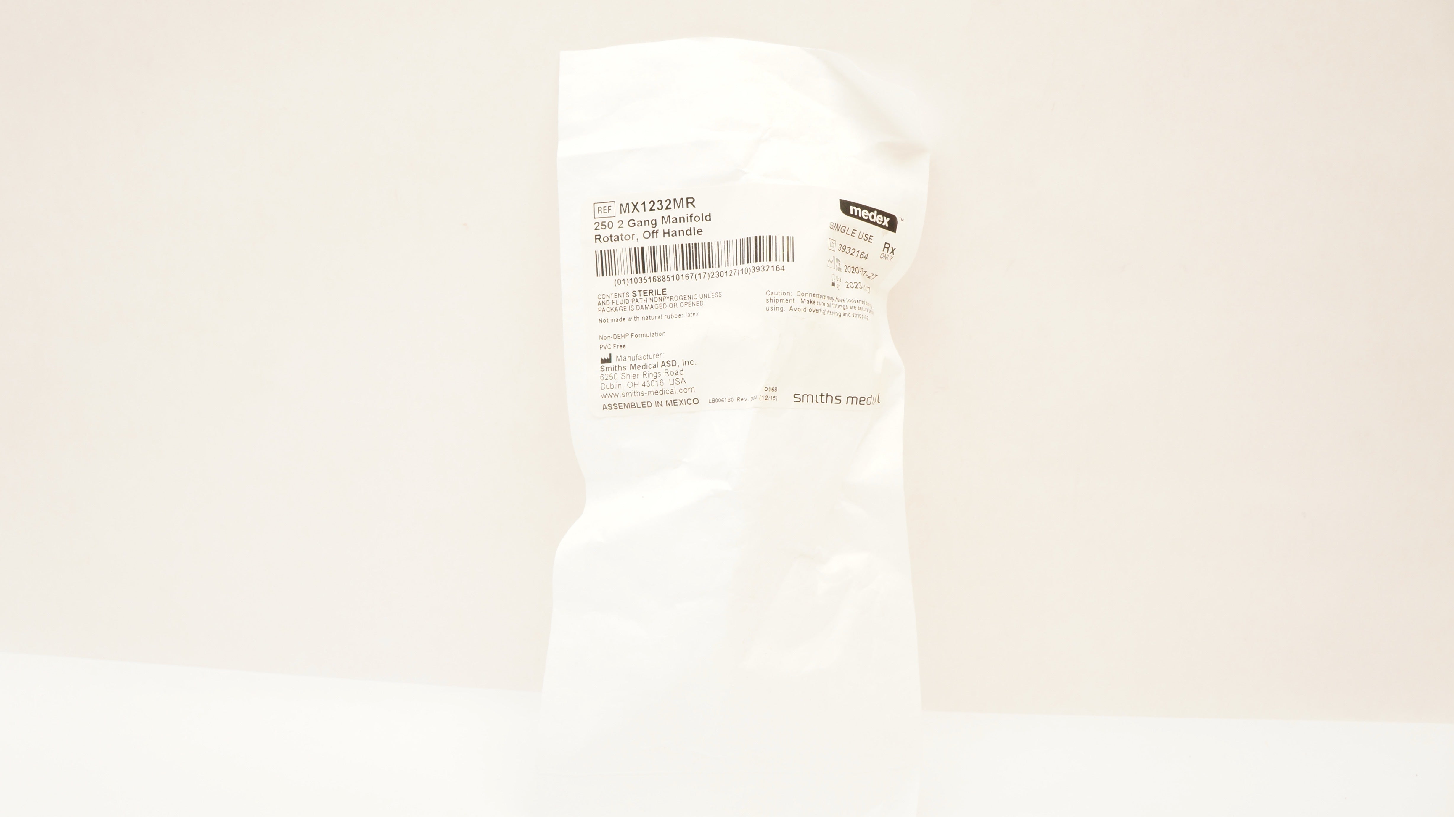 Smiths Medical MX1232MR Medex 250 psi 2 Gang Manifold Rotator, Off Handle