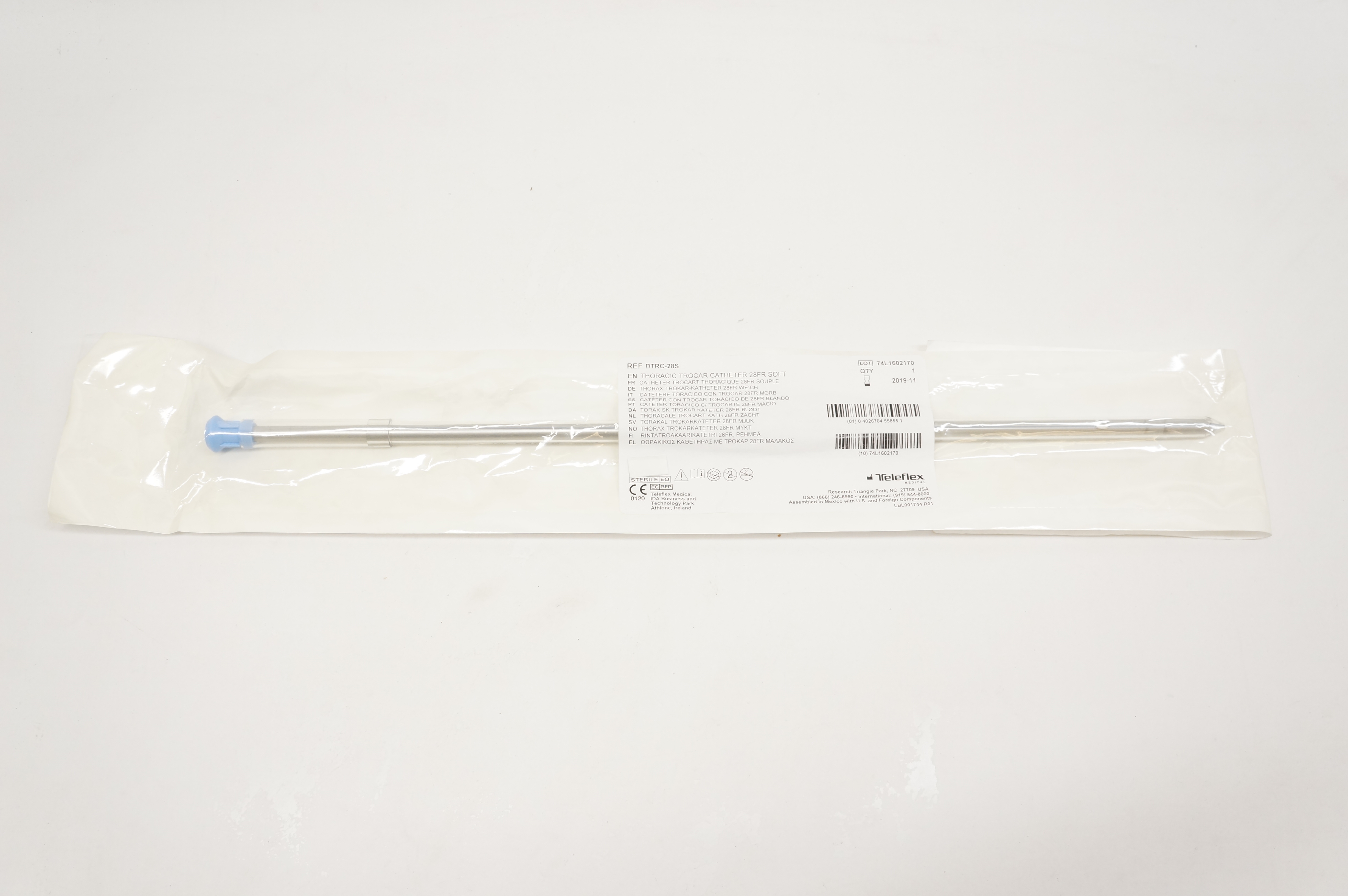 Teleflex DTRC-28S Thoracic Trocar Cath. 28Fr Soft (x)