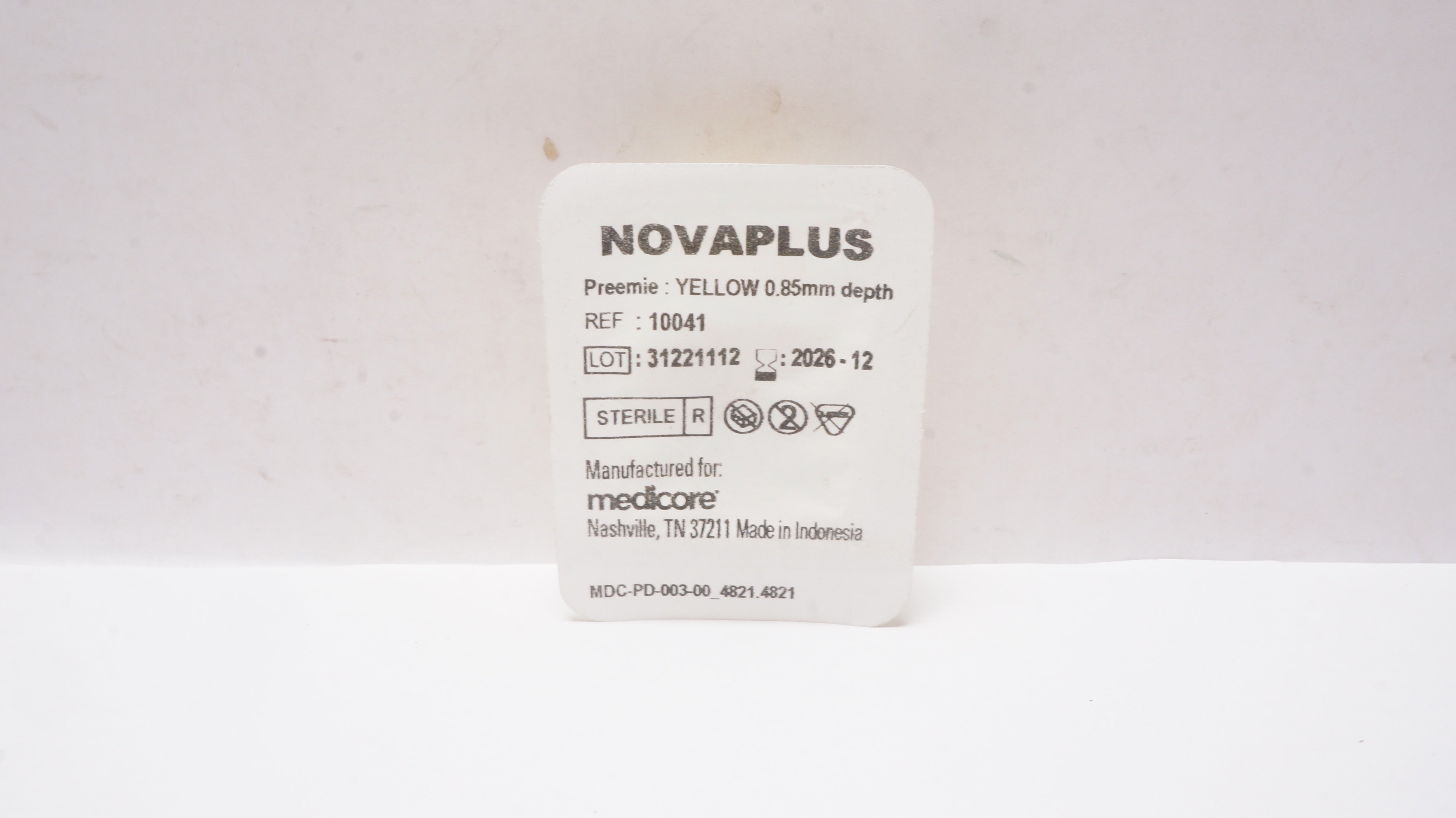 Medicore 10041 Novaplus  Preemie Yelllow 0.85mm depth
