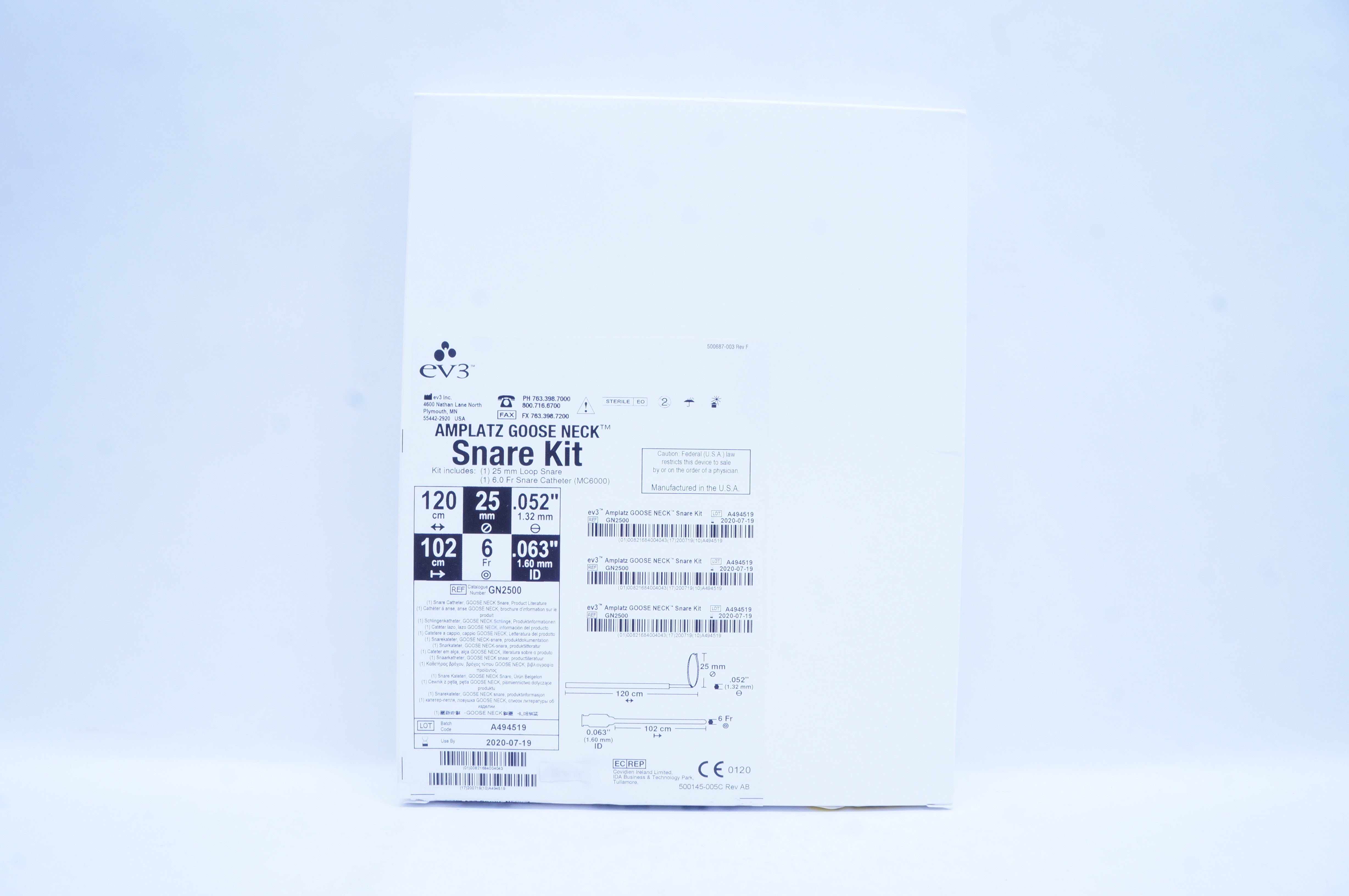 EV3 GN2500 Amplatz Goose Neck Snare Kit 25mm x 6Fr. (x)