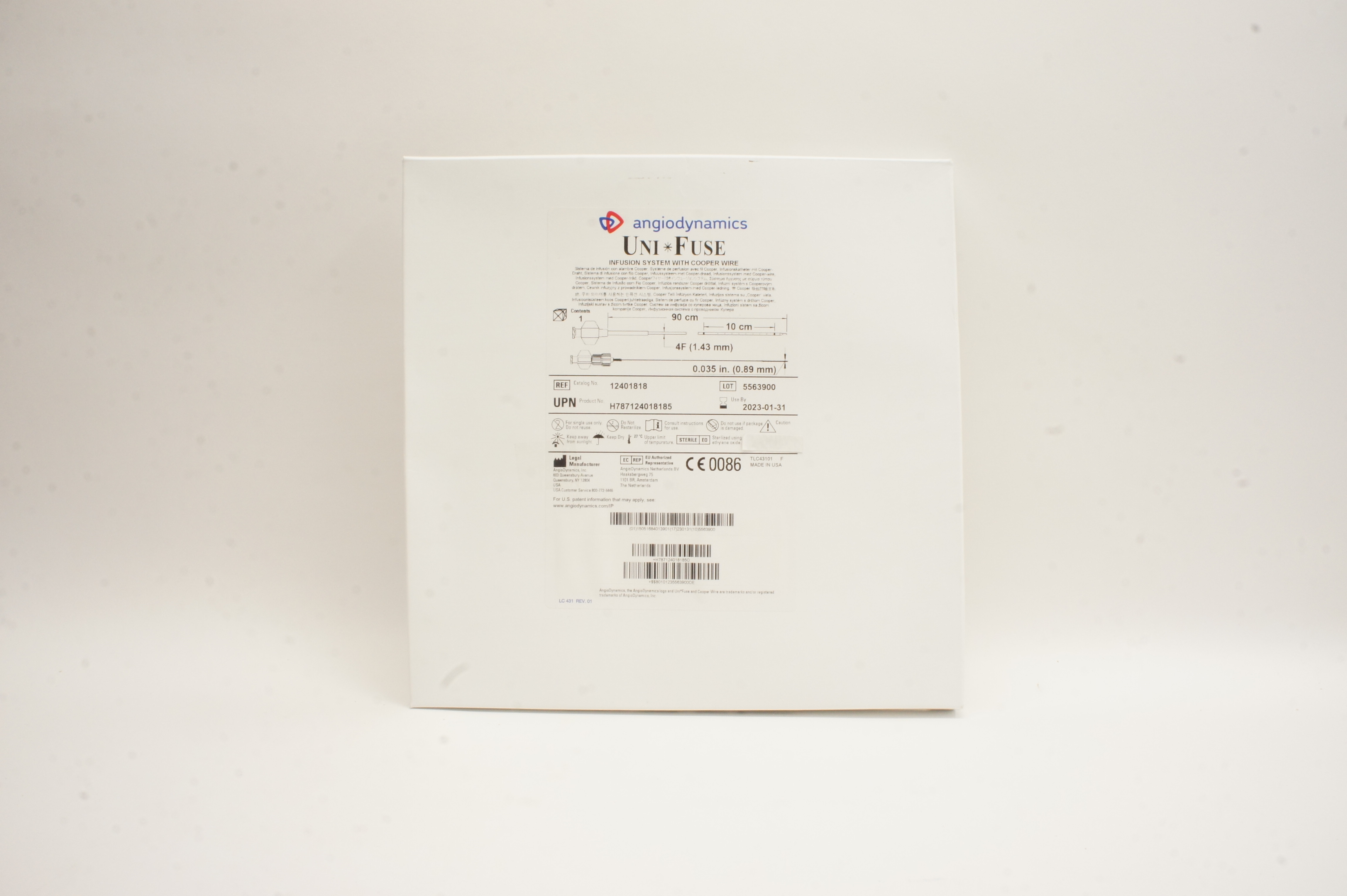 AngioDynamics 12401818 Uni-Fuse Infusion System with Cooper Wire 4F x 90 x 10cm