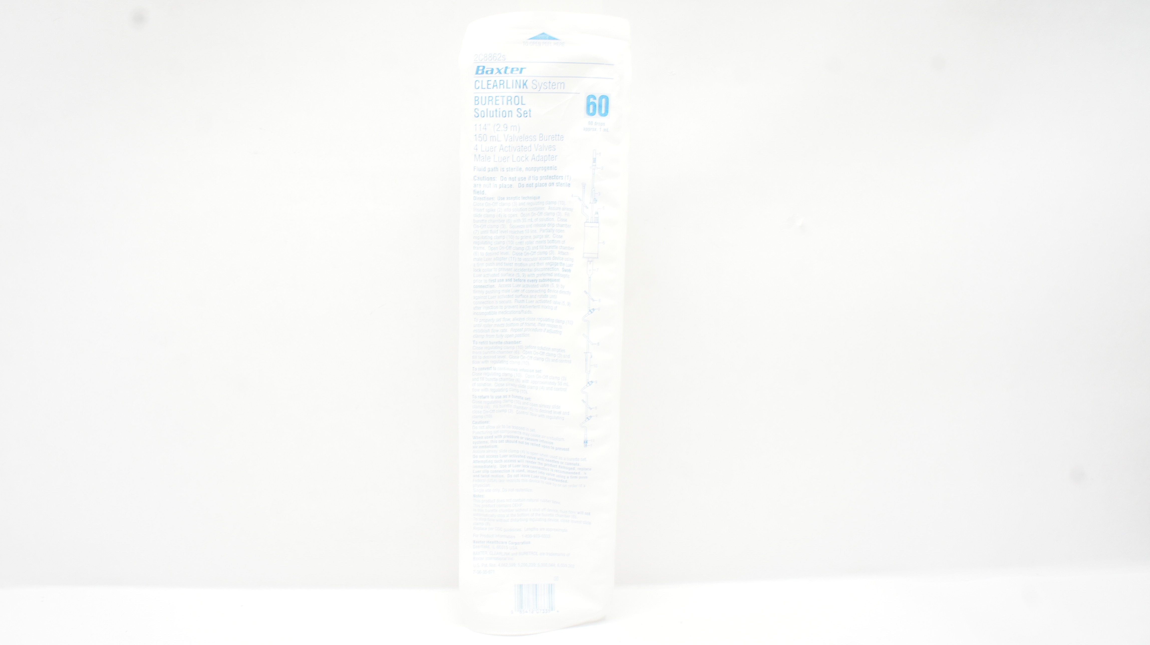 Baxter 2C8862S Clearlink System Buretrol Solution Set 114In,150ml,60drops,1ml
