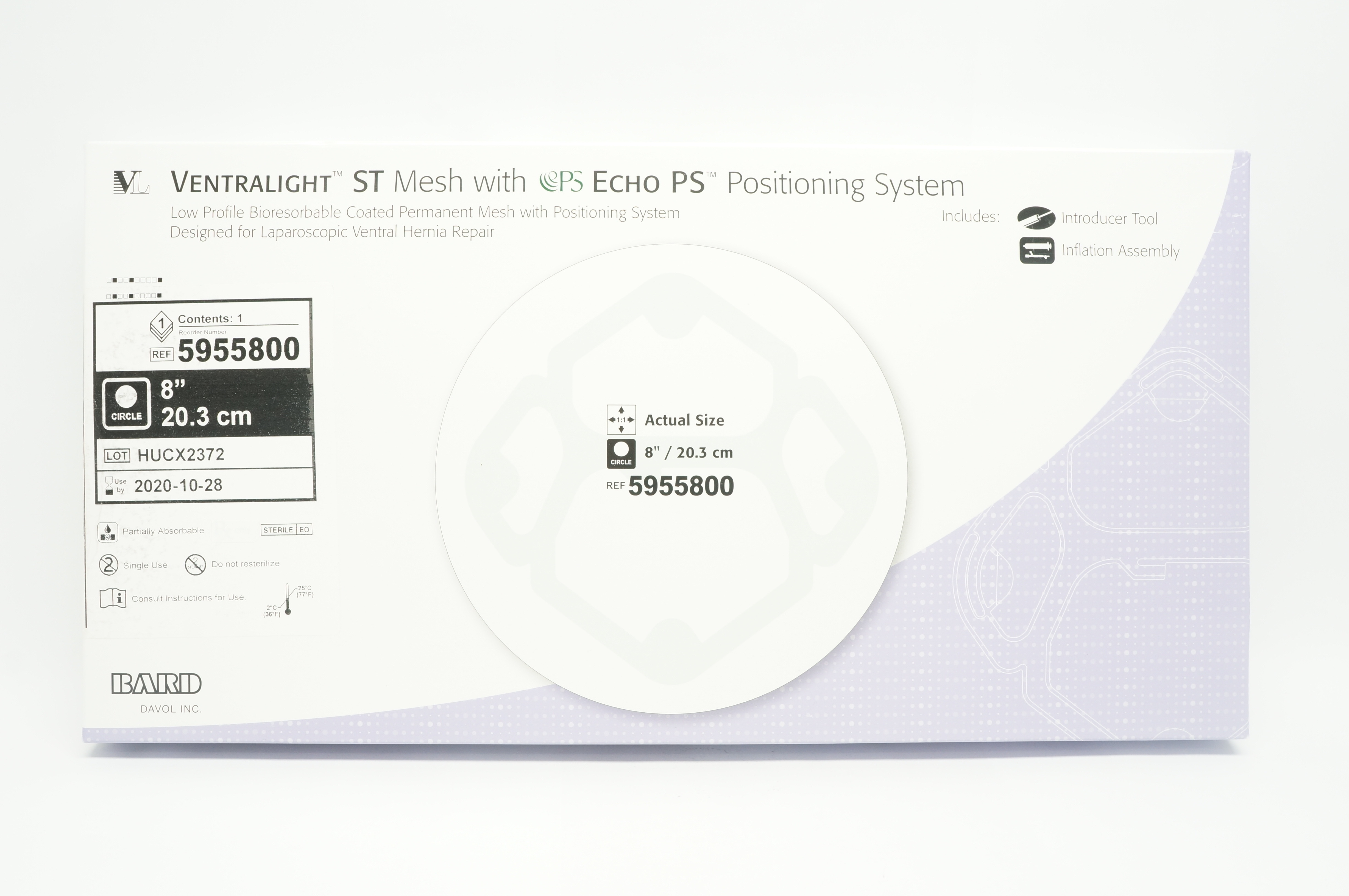 Bard 5955800 Ventralight ST Mesh W/Echo PS Positioning System 8in. x 20.3cm (x)