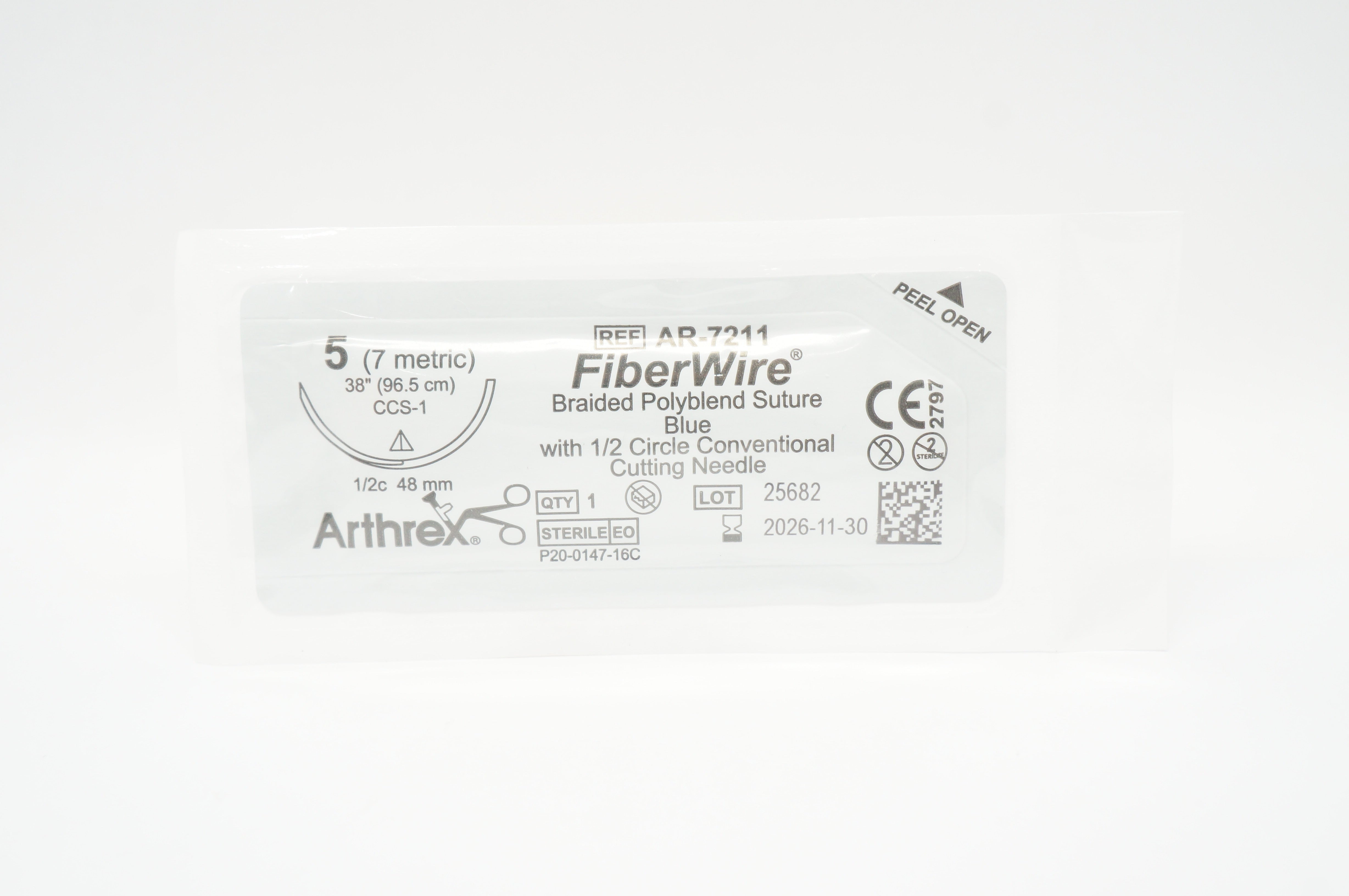 Arthrex AR-7211 5 FiberWire Braided Polyblend Stre CCS-1 1/2c 48mm, 38 inch