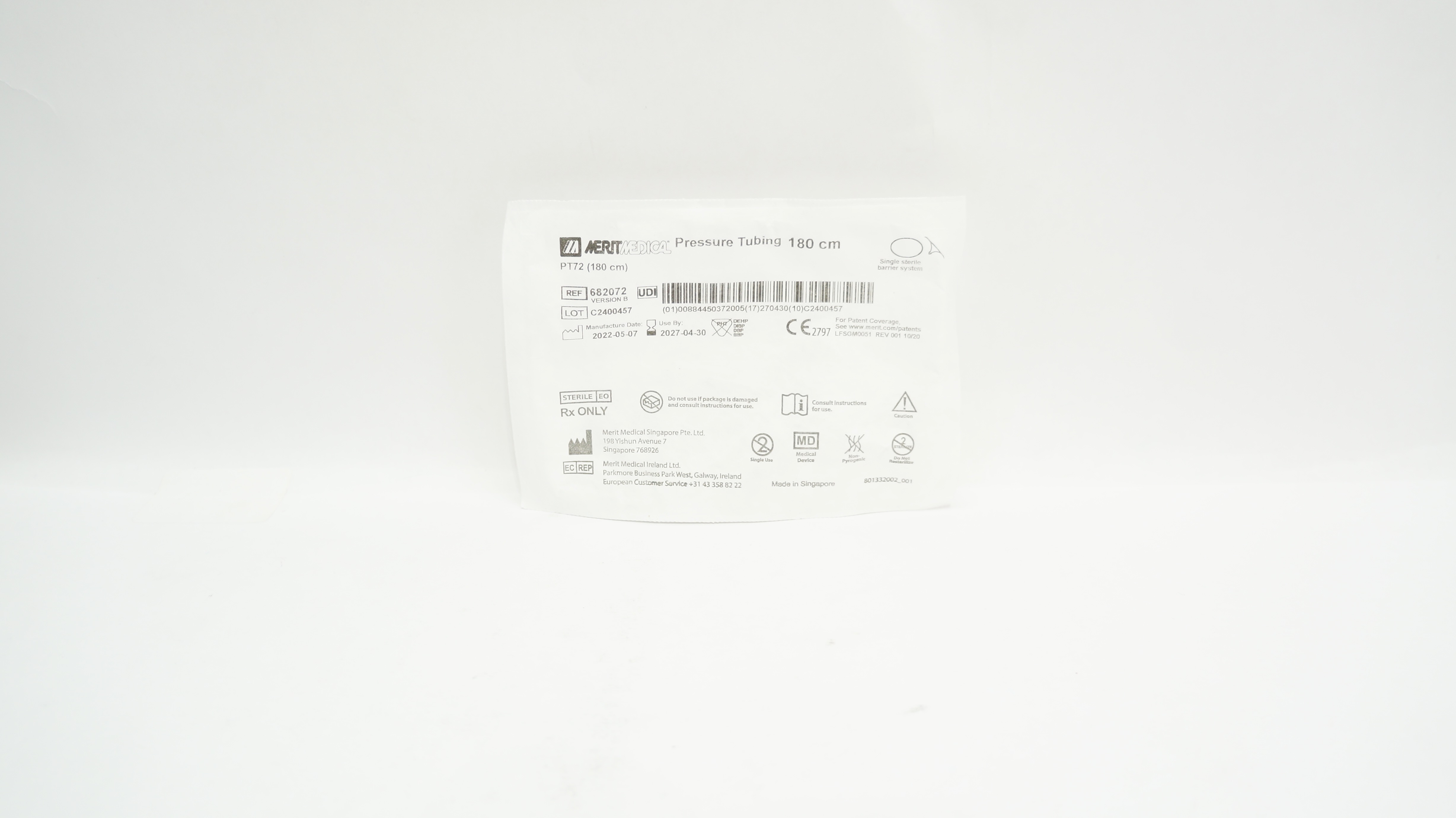 Merit Medical 682072 Pressure Tubing 180cm