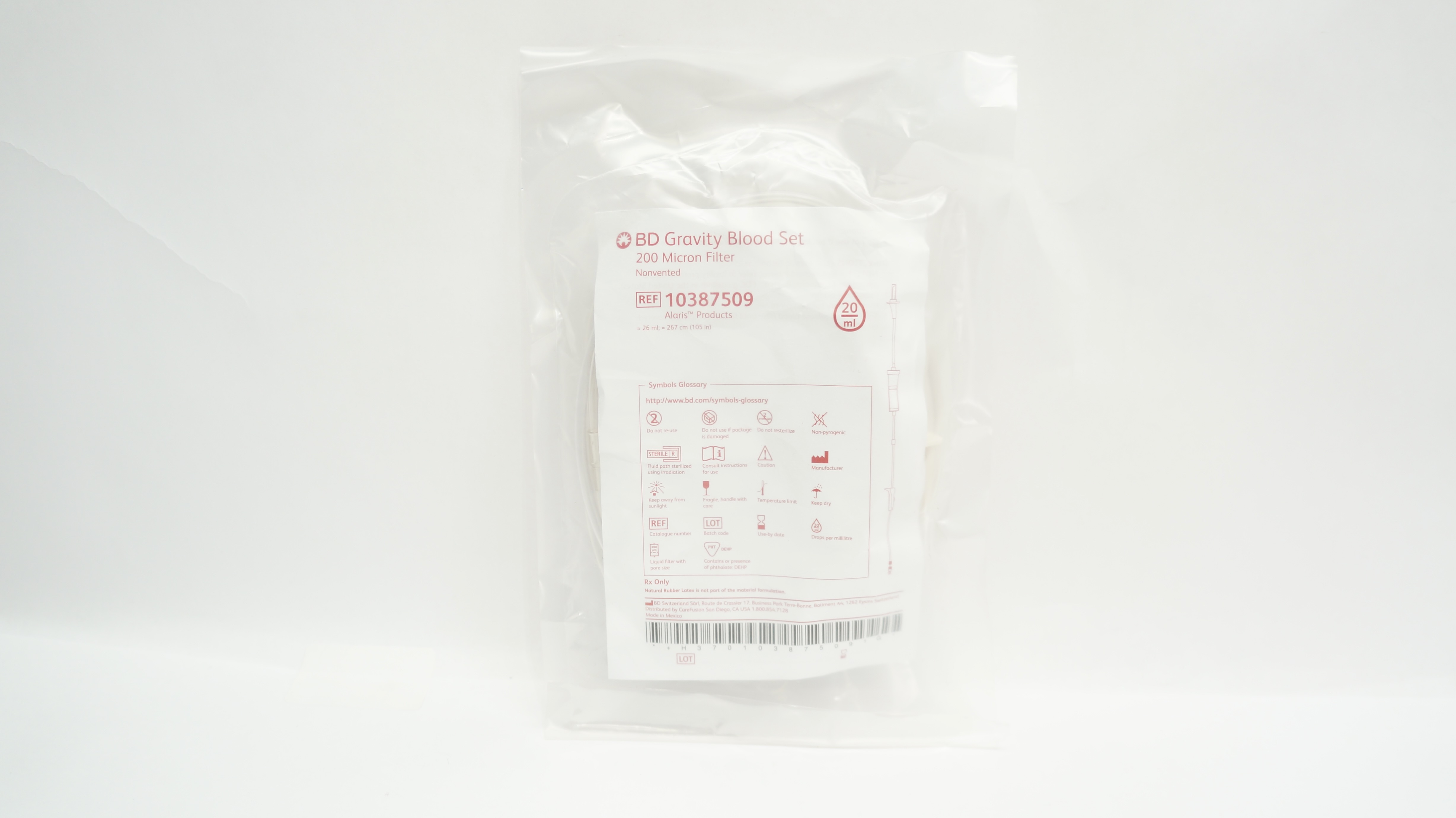 BD 10387509 Gravity Blood Set 200 Micron Filter, Nonvented 20ml