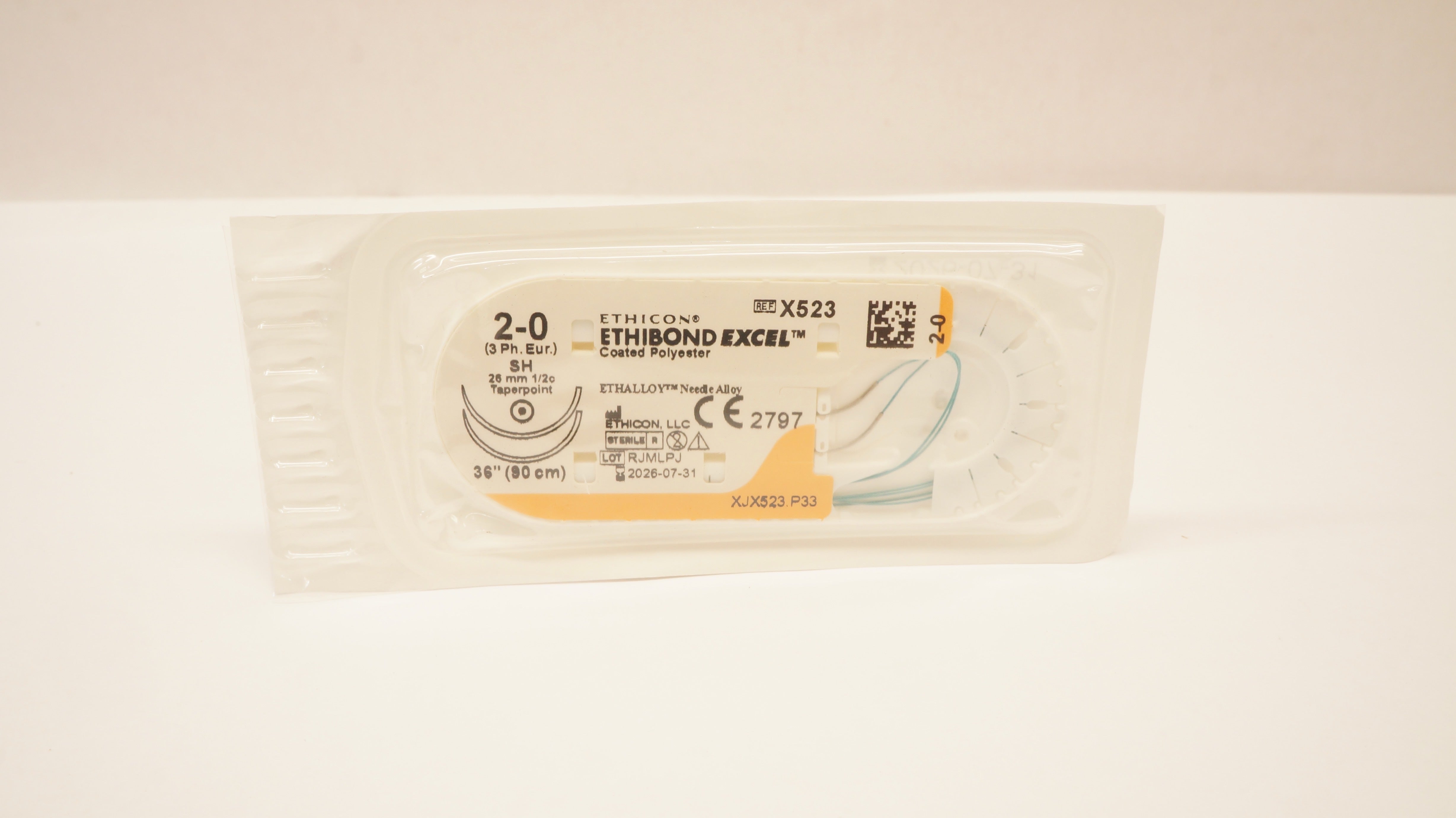 Ethicon X523 2-0 Ethibond Excel Surgical Stre SH 26mm 1/2c Taperpoint 36inch