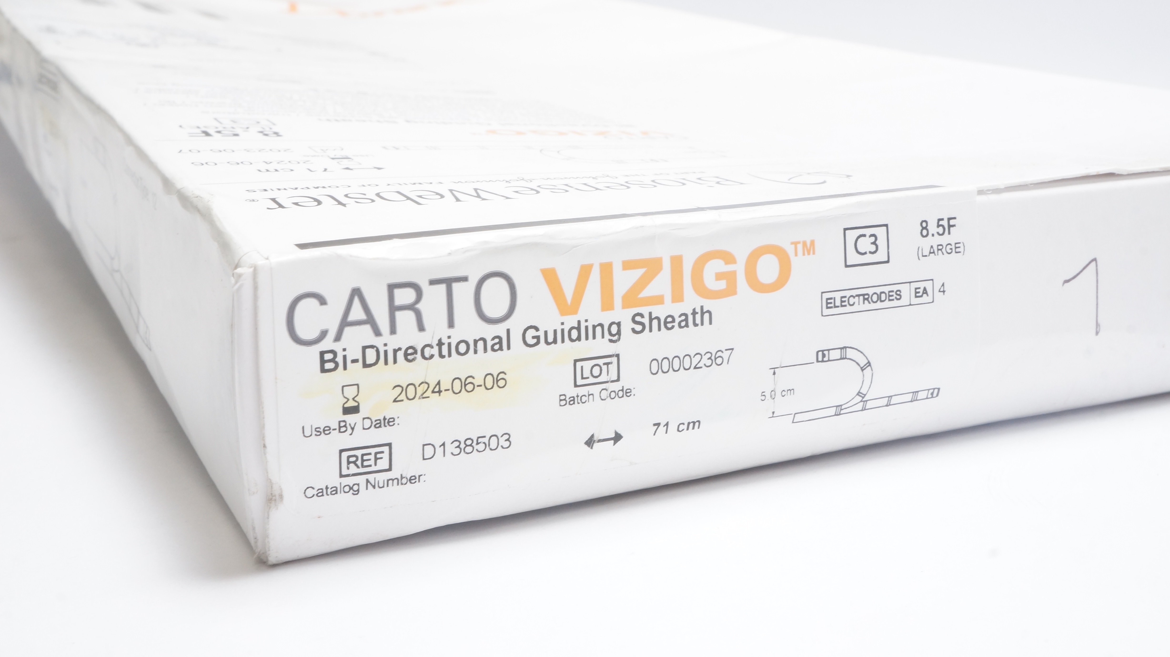 Biosense Webster D138503 Vizigo Bi-Directional Guiding Sheath 8.5F x 71cm (x)