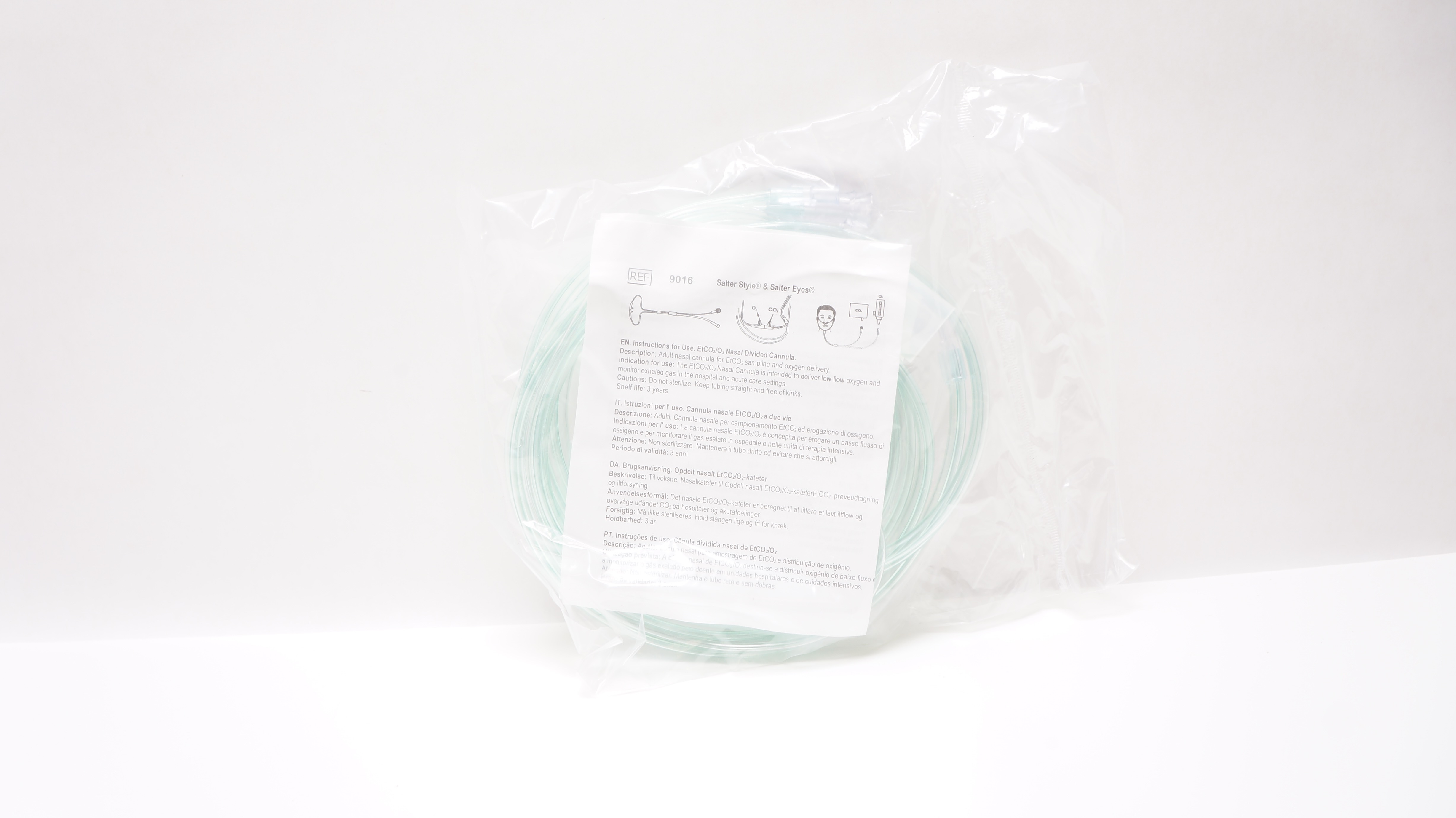 Salter Labs 9016 Salter Style & Salter Eyes EtCO2/O2 Nasal Divided Cannula 7Ft
