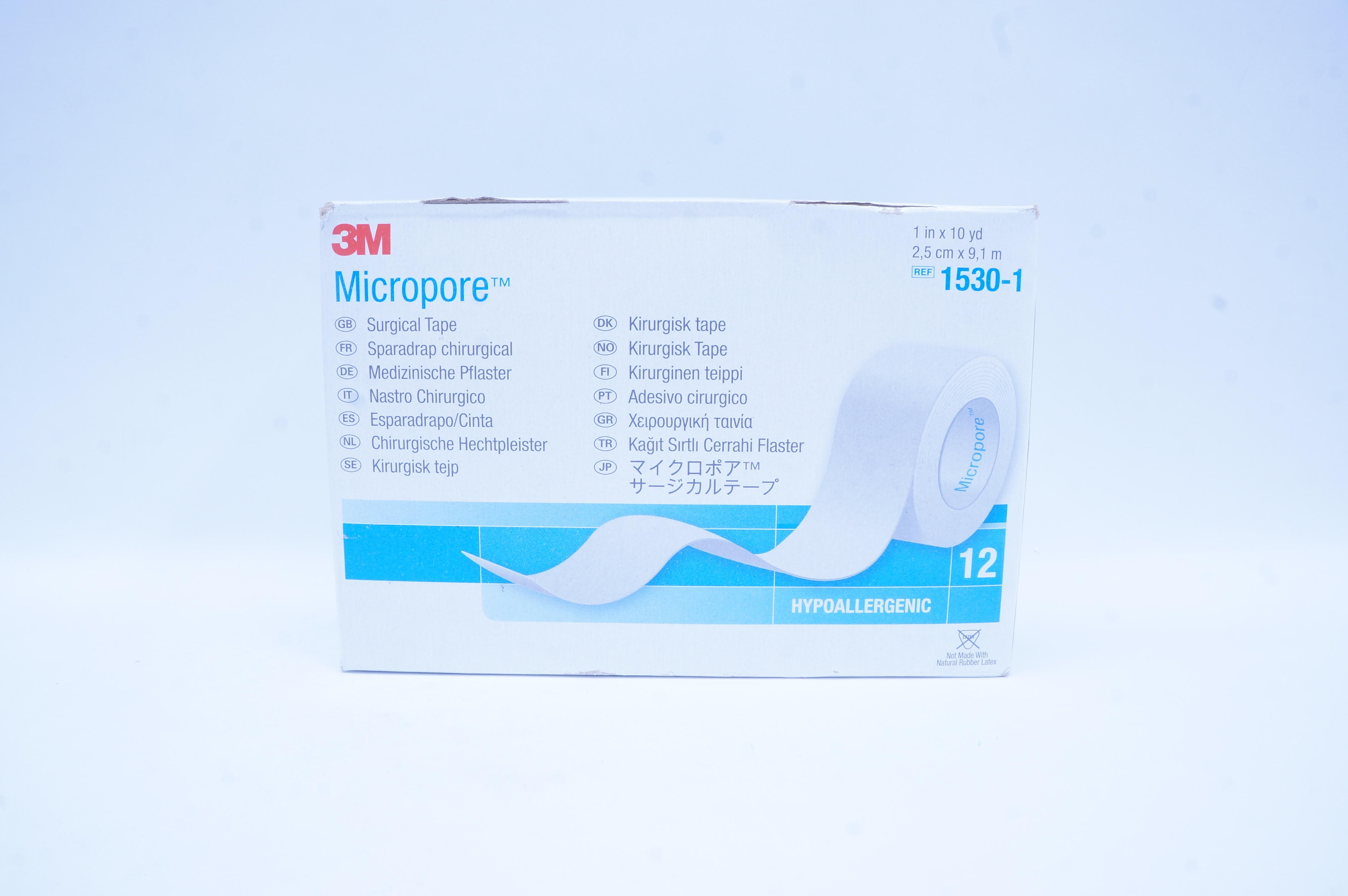 3M 1530-1 Micropore Hypoallergenic Surgical Tape 1 inch x 10 yd - Box of 12