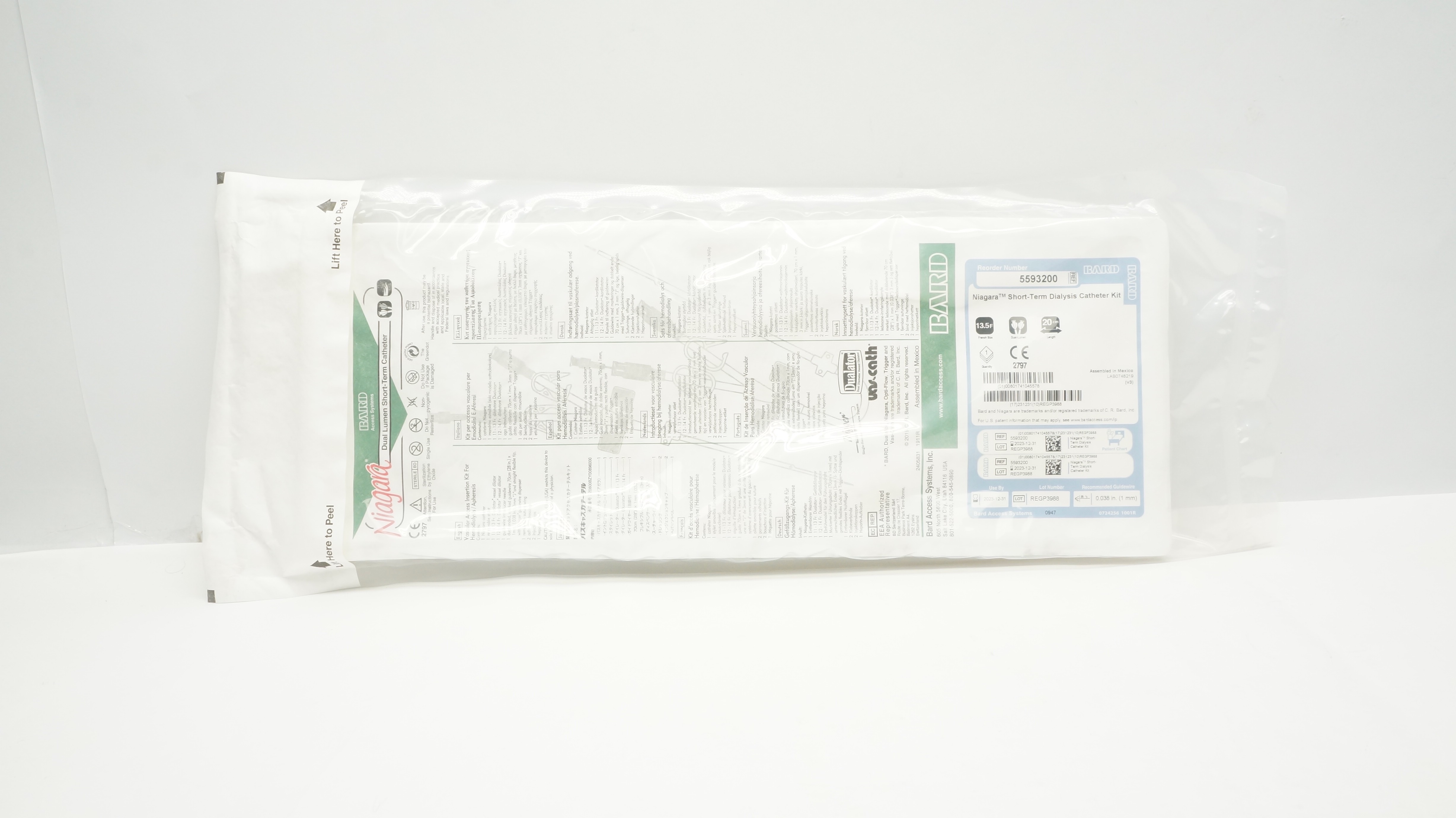 Bard 5593200 Niagara Short-Term Dialysis Cath. Kit 13.5F x 20cm (x)