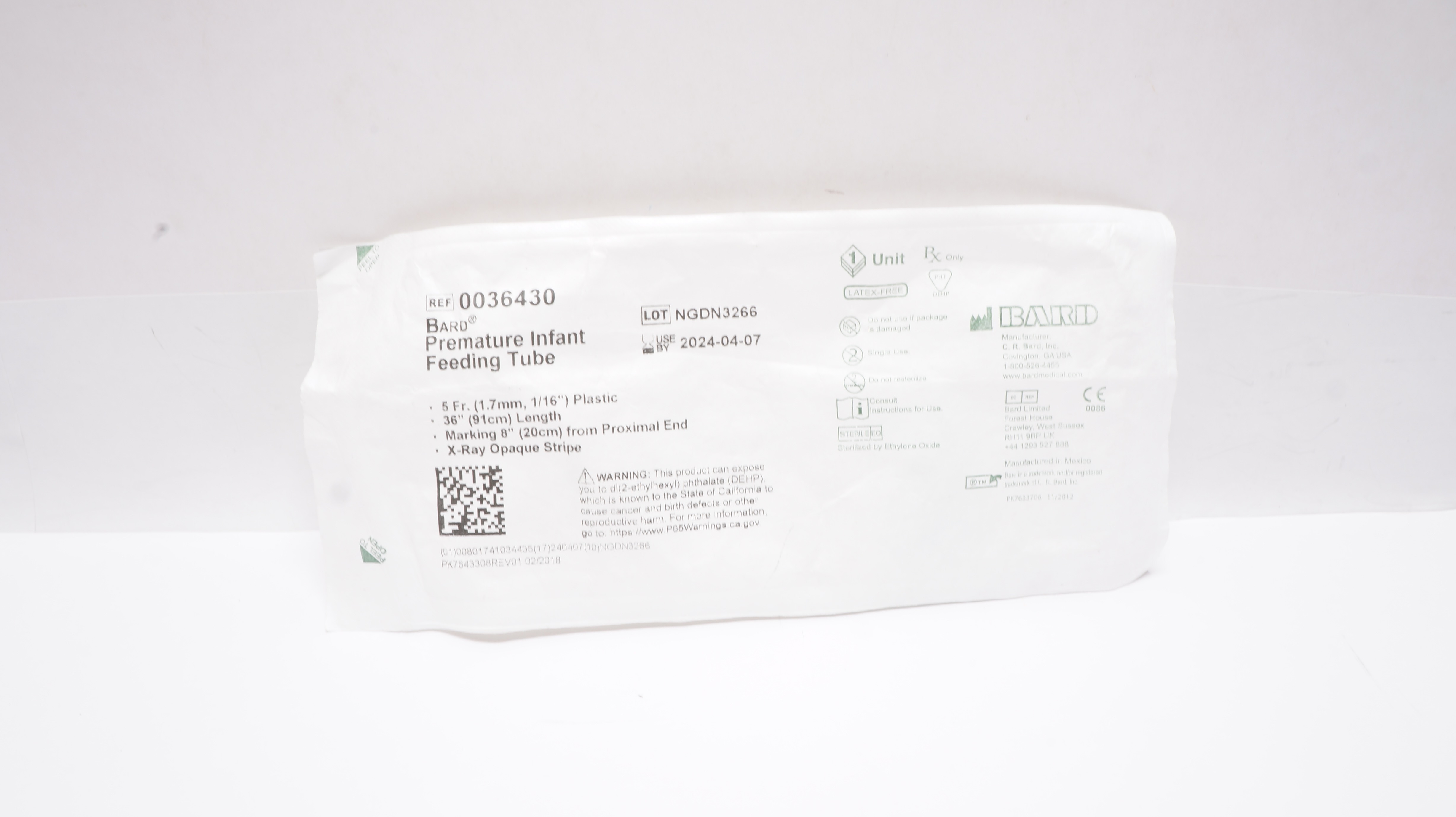 Bard 0036430 Premature Infant Feeding Tube 5Fr x 36 inch (x)