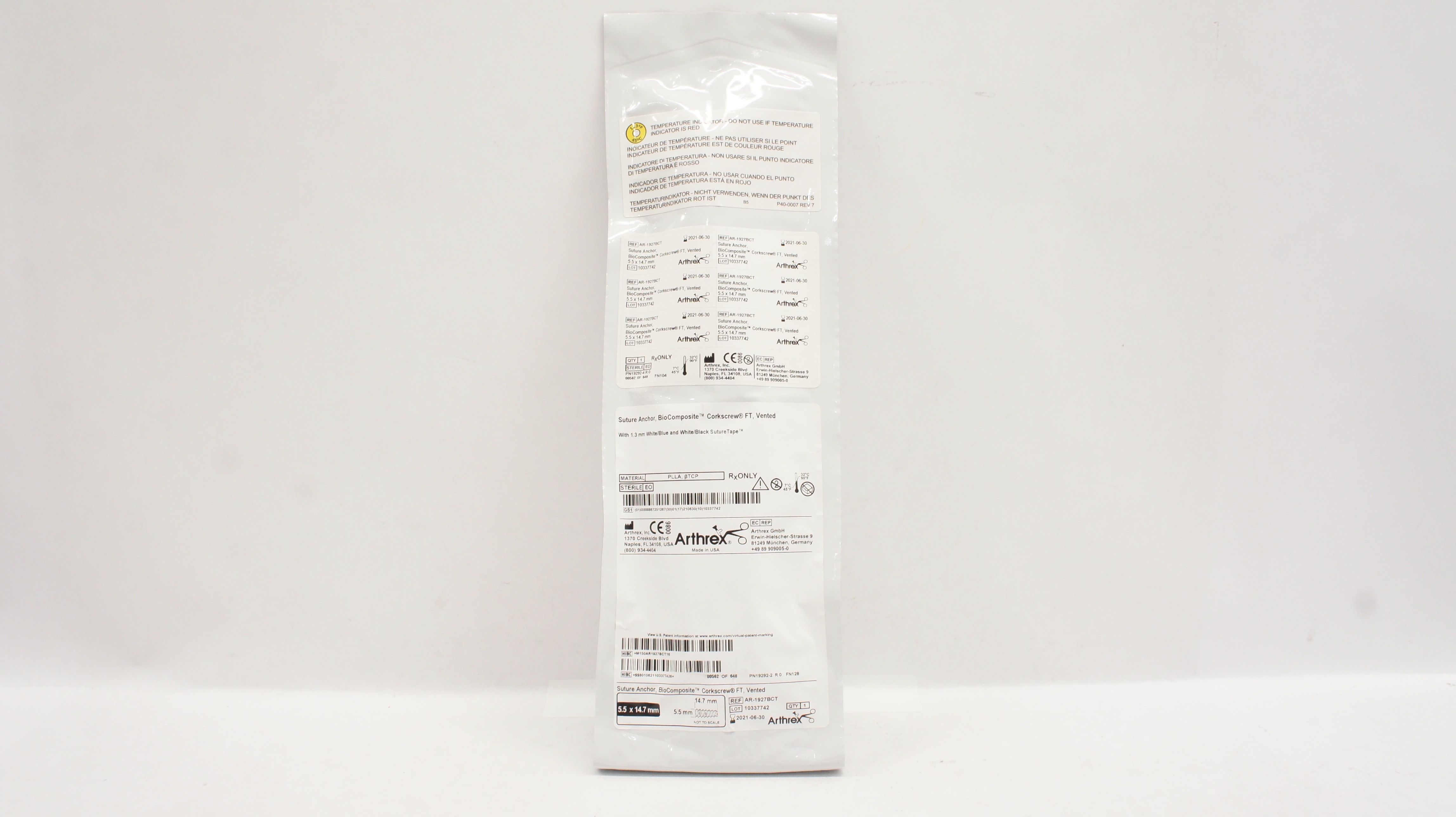 Arthrex AR-1927BCT Stre Anchor Corkscrew FT 5.5inch x 14.7mm (x)