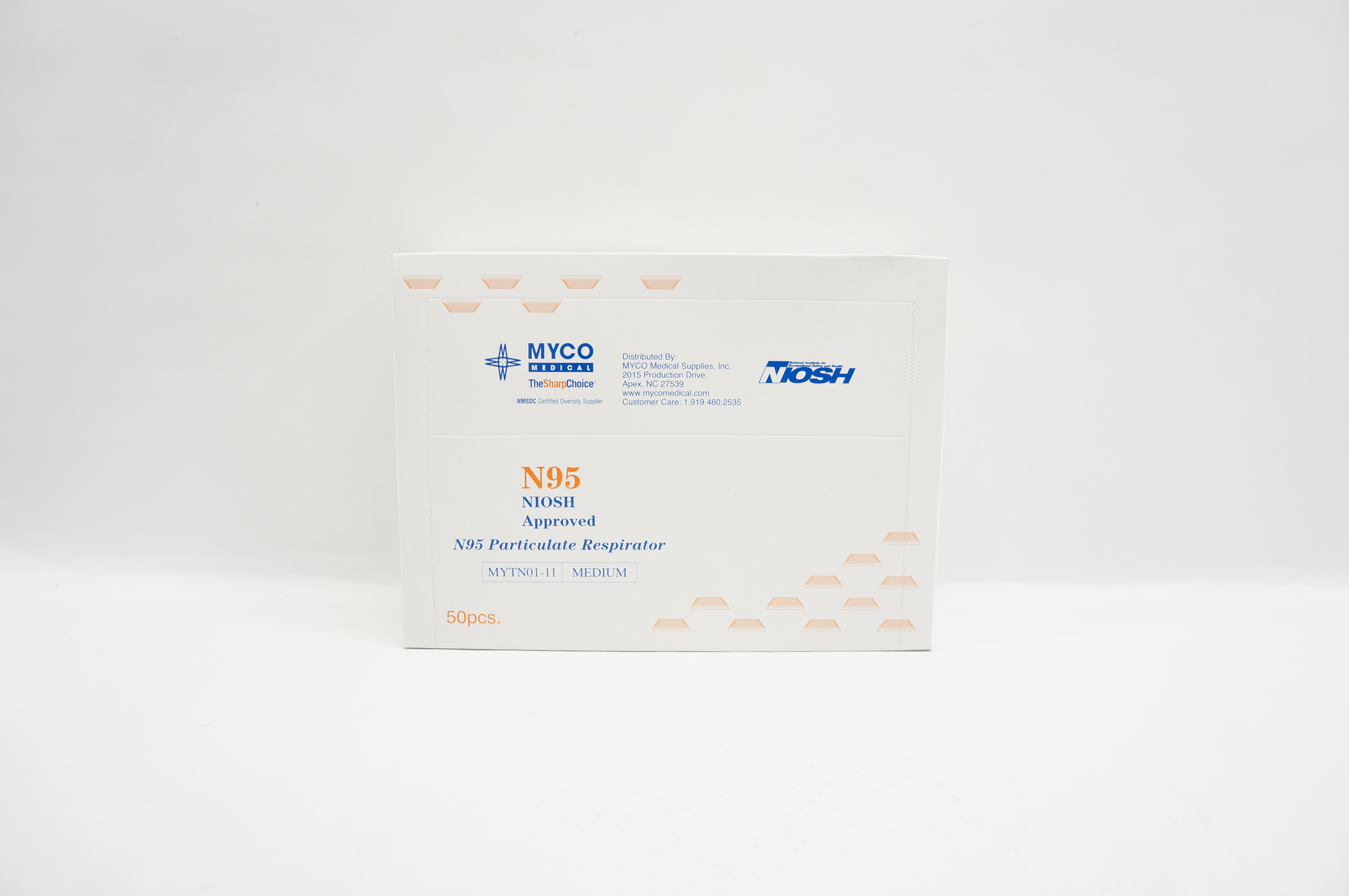 MYCO Medical MYTN01-11 Niosh N95 Particulate Respirator Medium - Box of 50