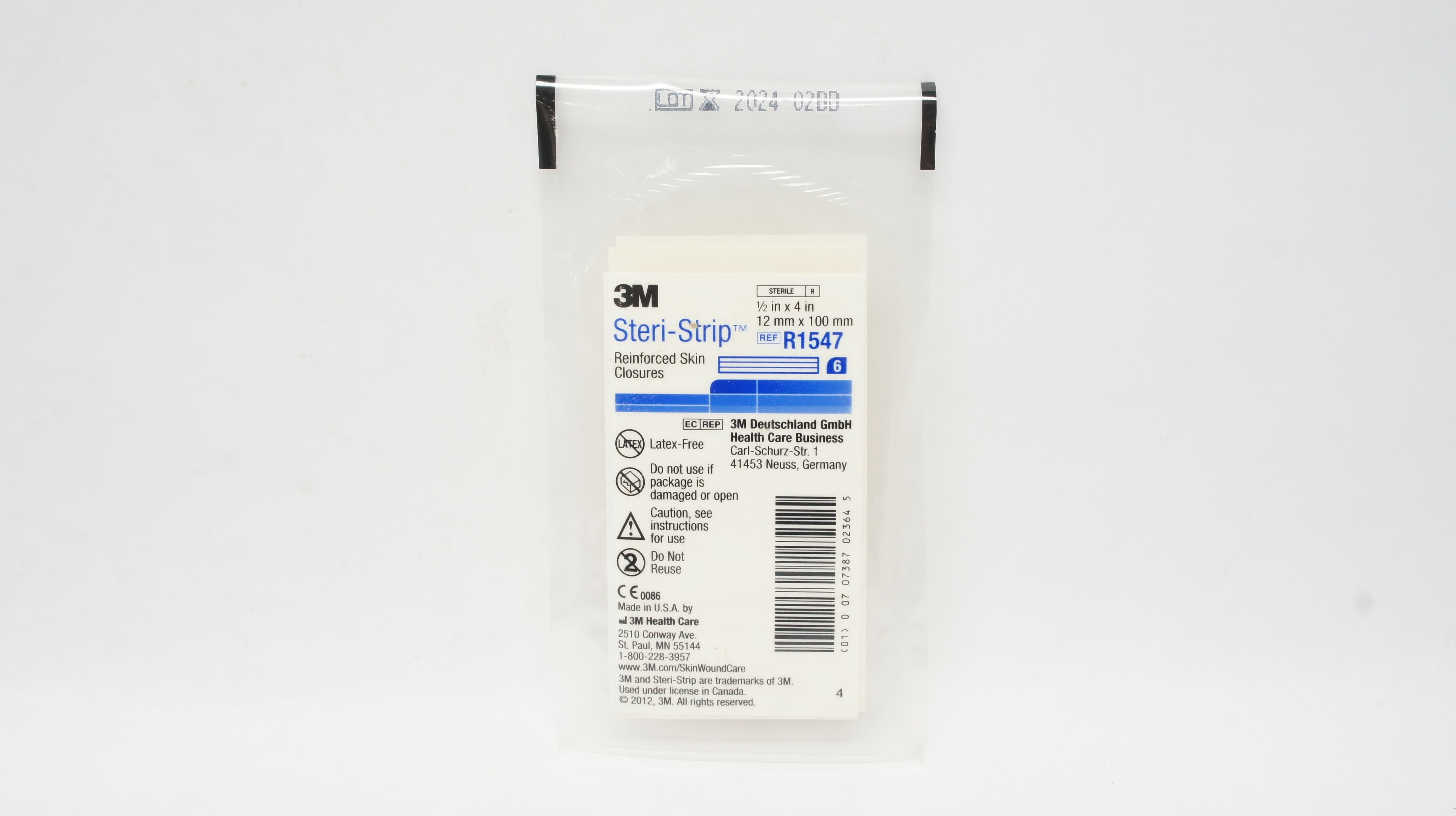 3M R1547 Steri-Strip Reinforced Skin Closures 1/2 inch x 4 inch - Pack of 6