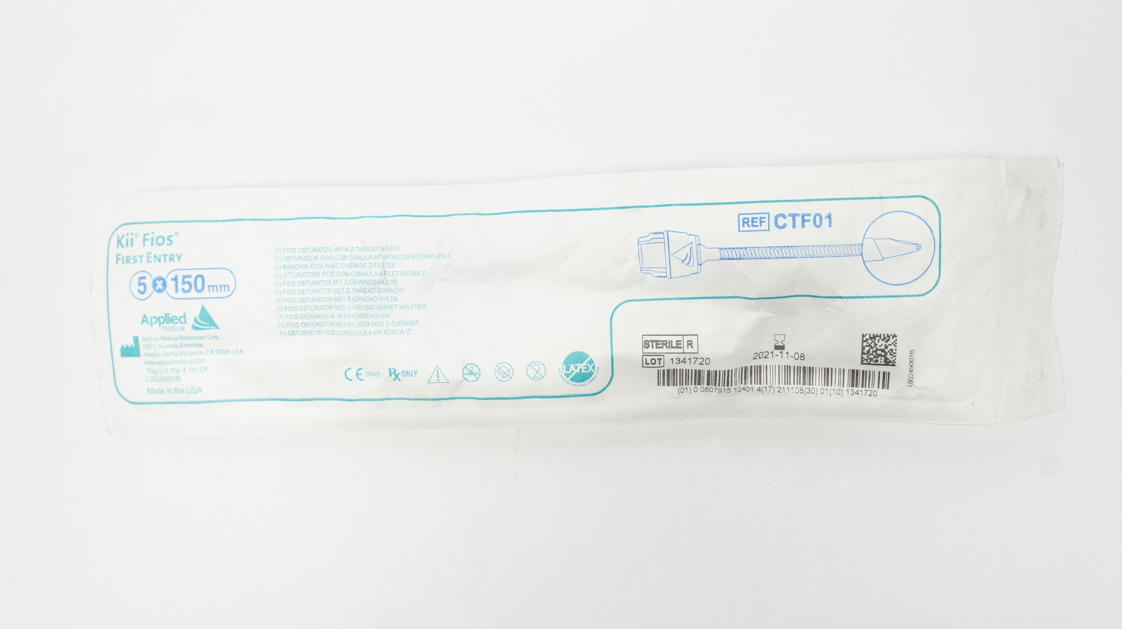 Applied Medical CTF01 Fios Obturator with Z-thread Sleeve 5mm x 150mm (x)