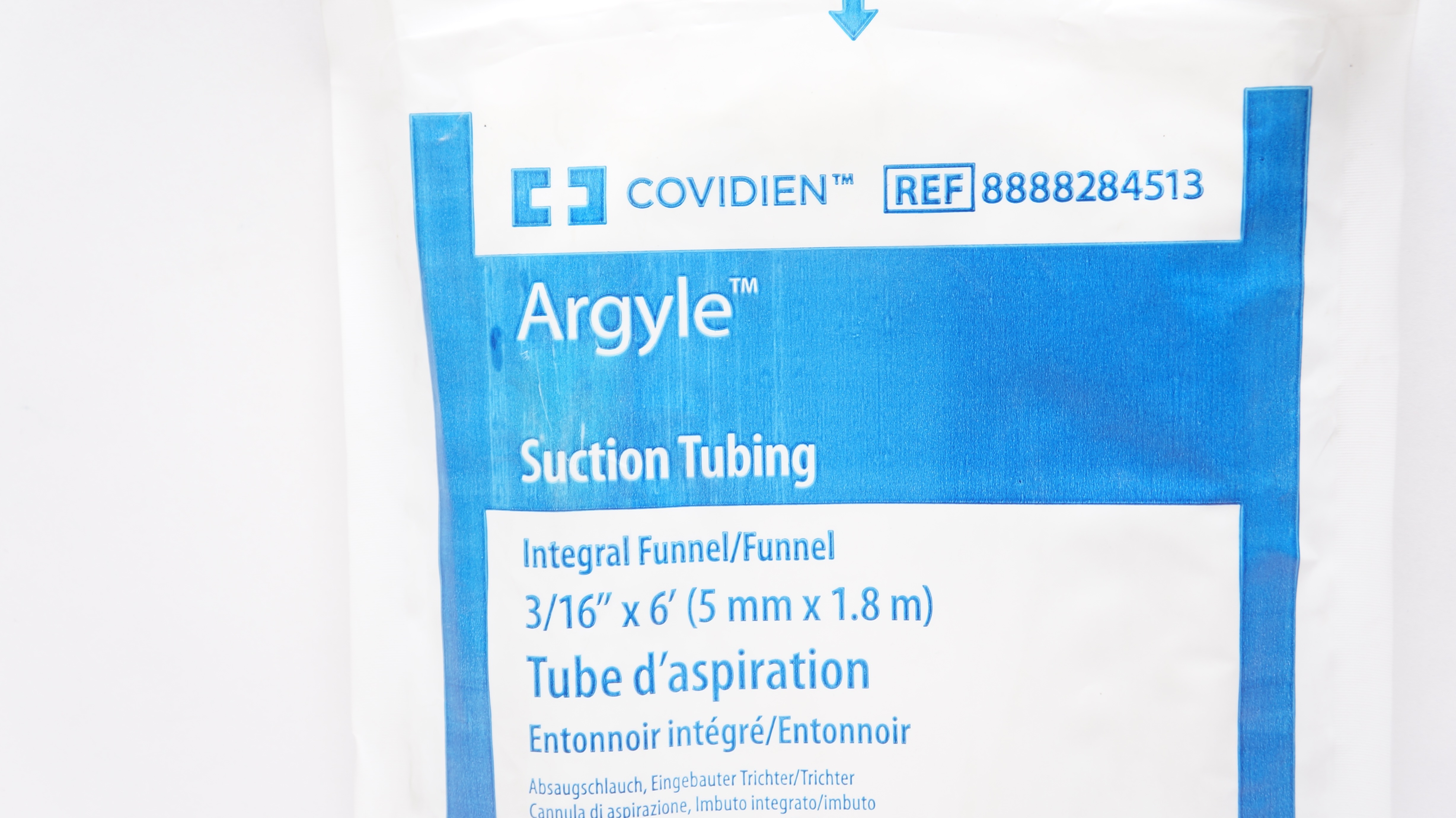 Covidien 8888284513 Argyle Suction Tubing Integral Funnel/Funnel 3/16inch x 6ft.