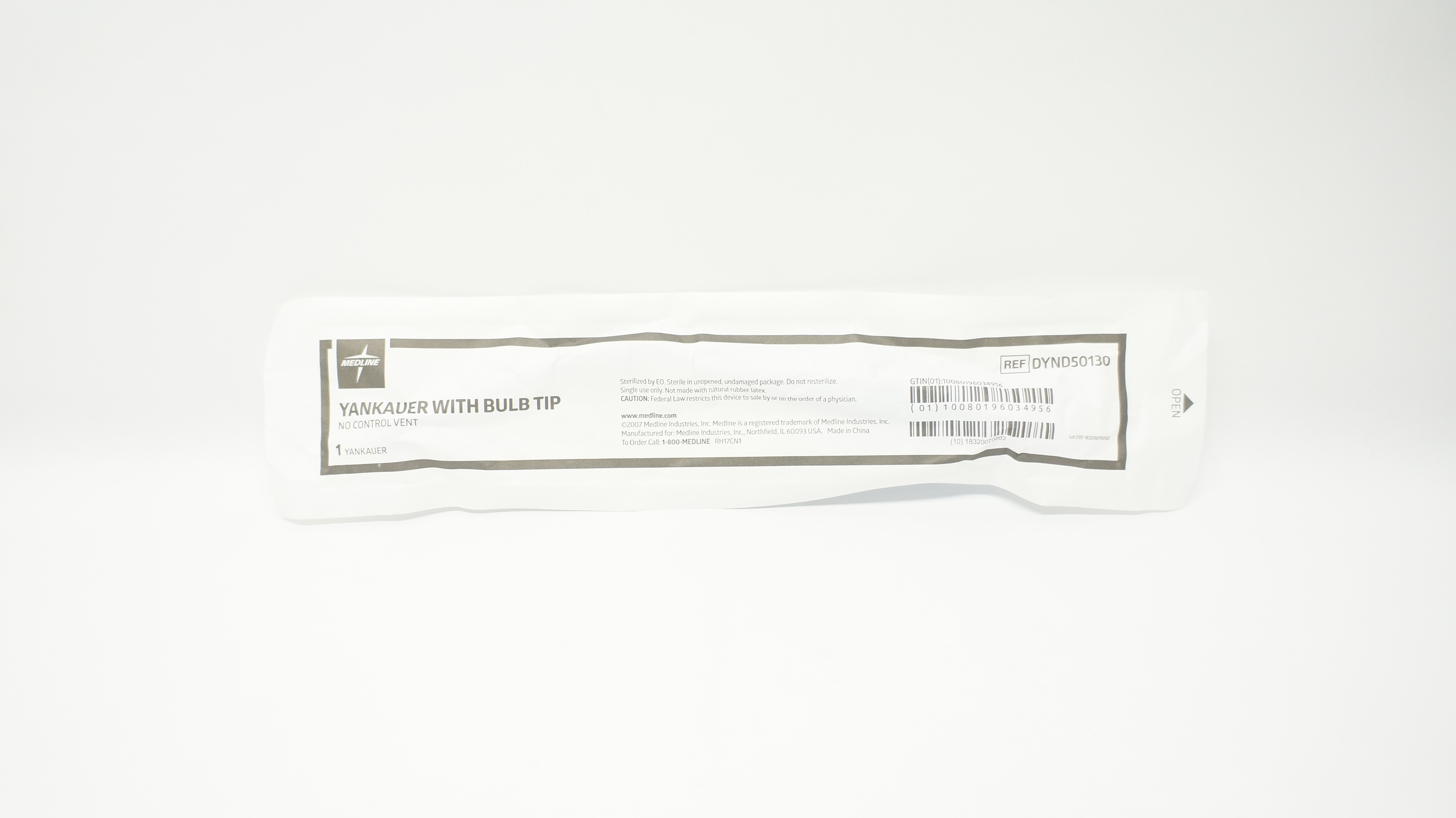 Medline DYND50130 Yankauer With Bulb Tip, No Control Vent