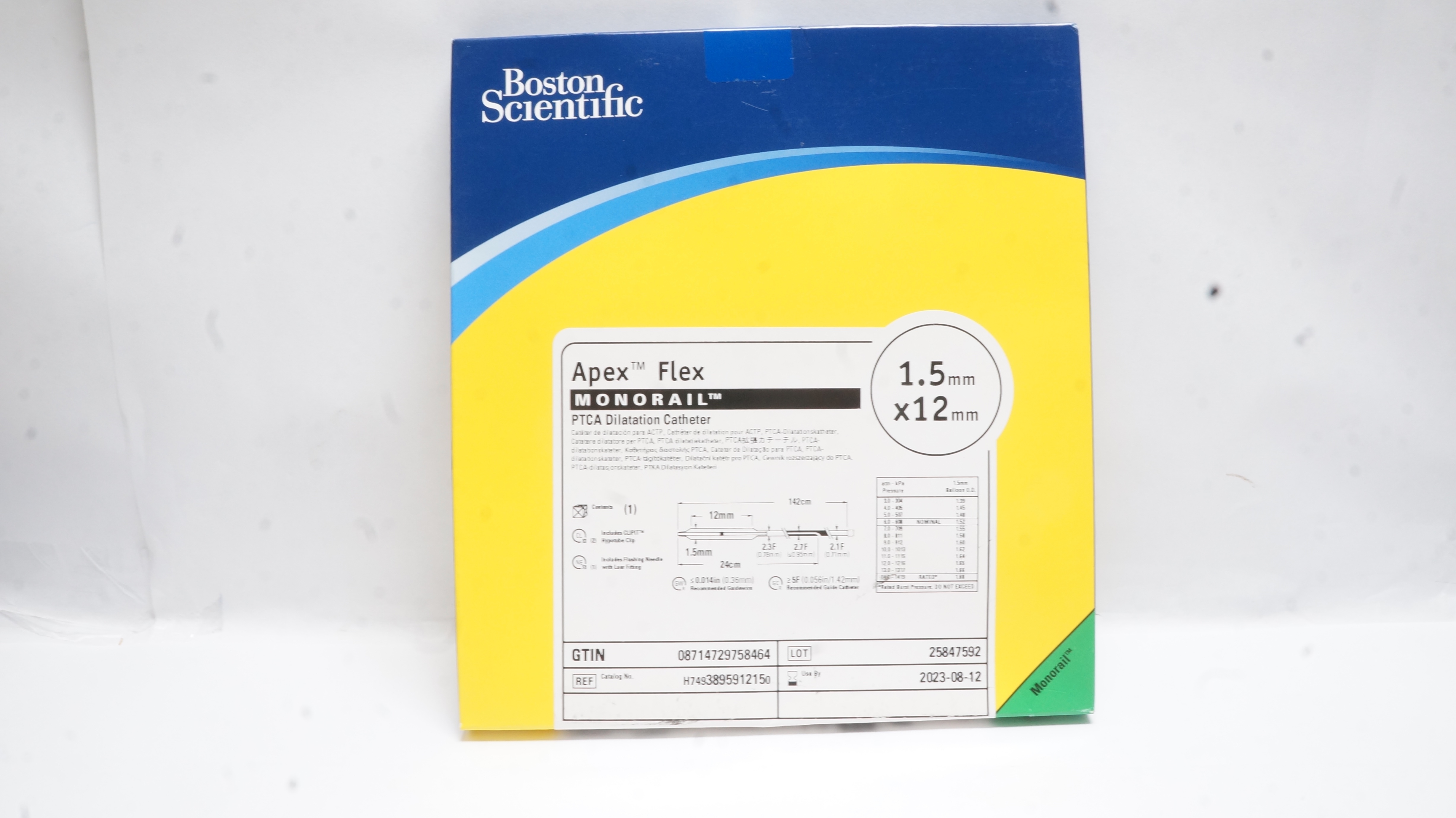 Boston Scientific 389591215 Apex Flex Monorail PTCA Dilatation Cath. 1.5x12mm(x)