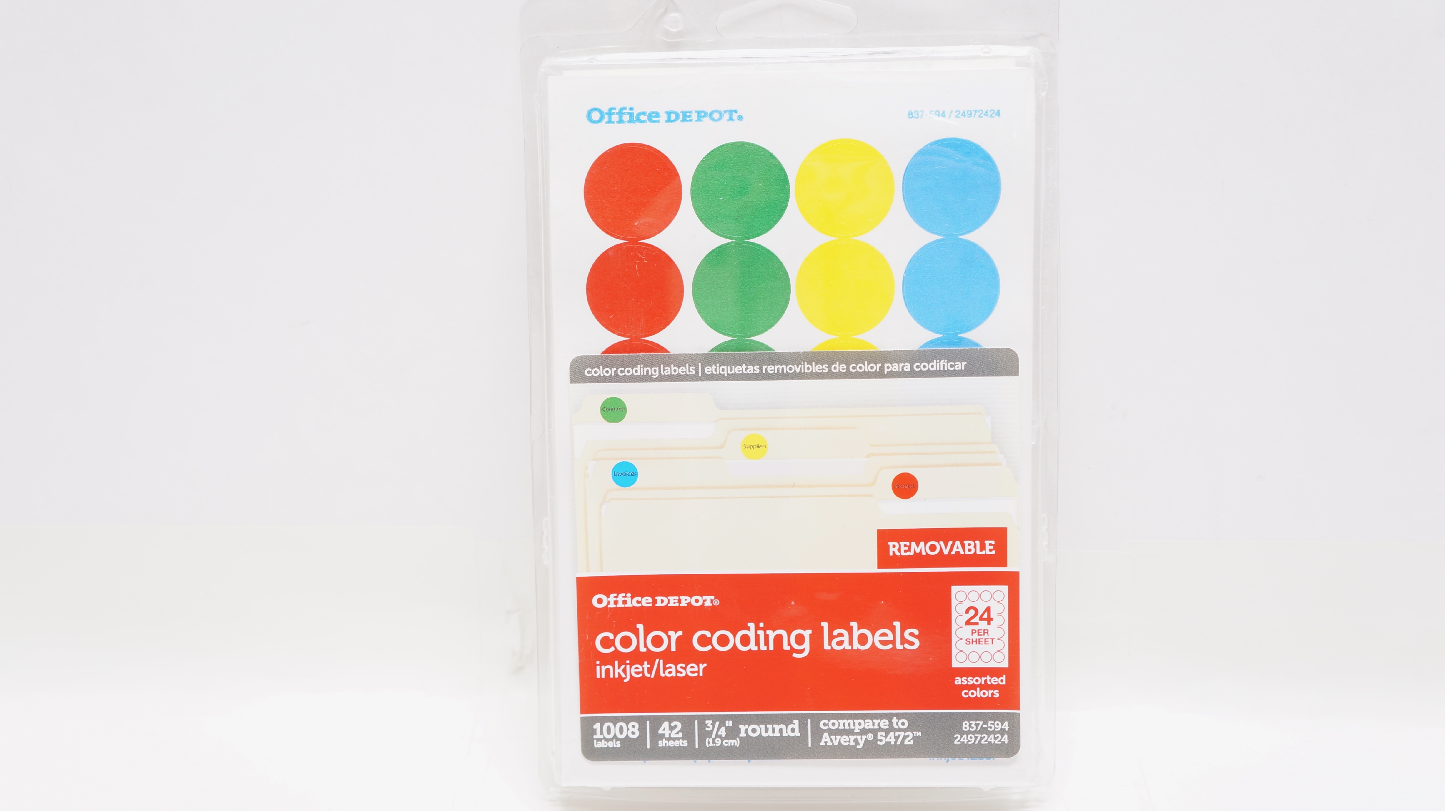 Office-Depot 837-594/24972424 Color Coding Labels 3/4inch Round - Pack of 1008