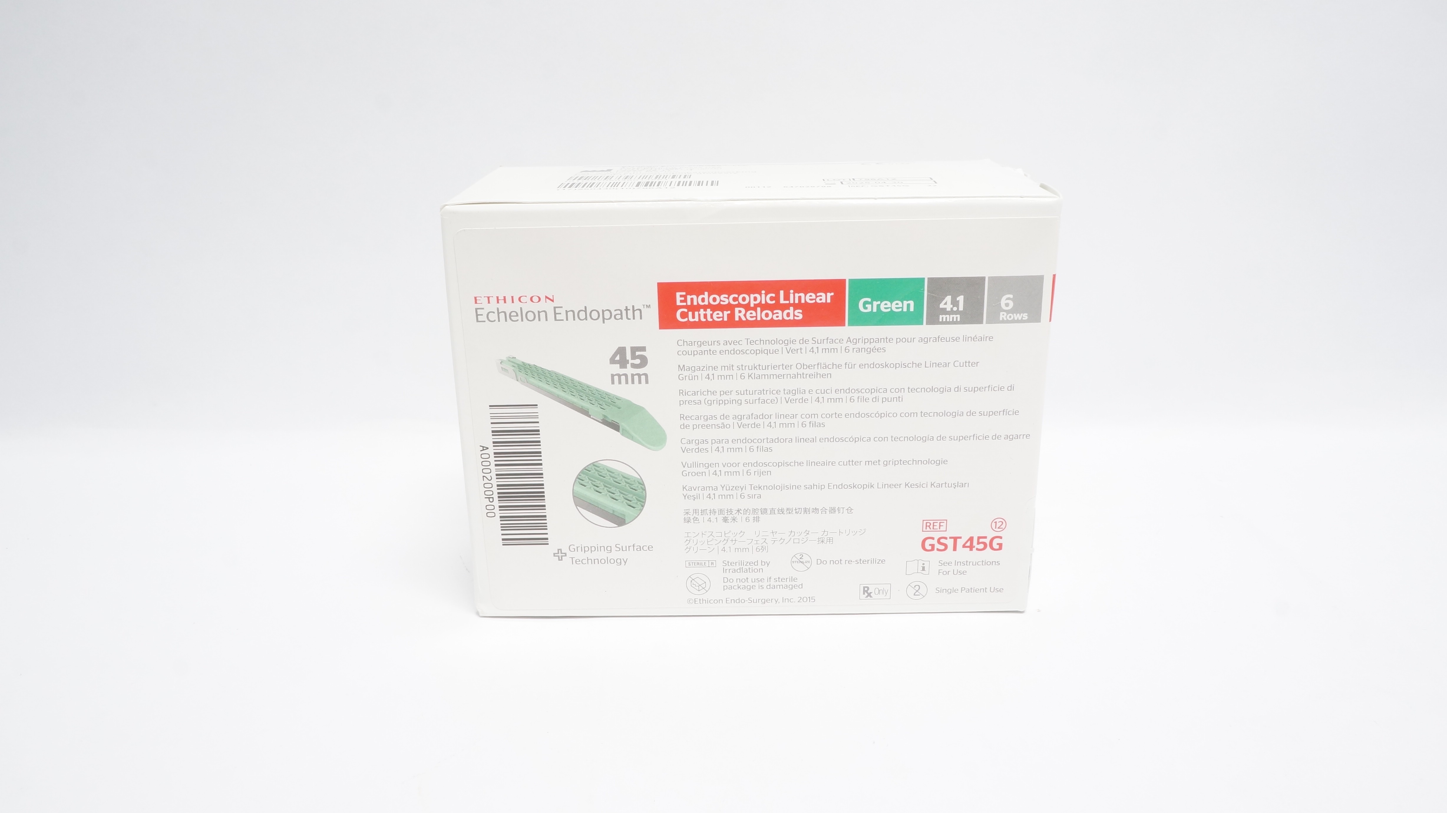 Ethicon GST45G Echelon Endopath Reload 45mm Staple Line 4.1mm 6Rows(x)-Box of 9