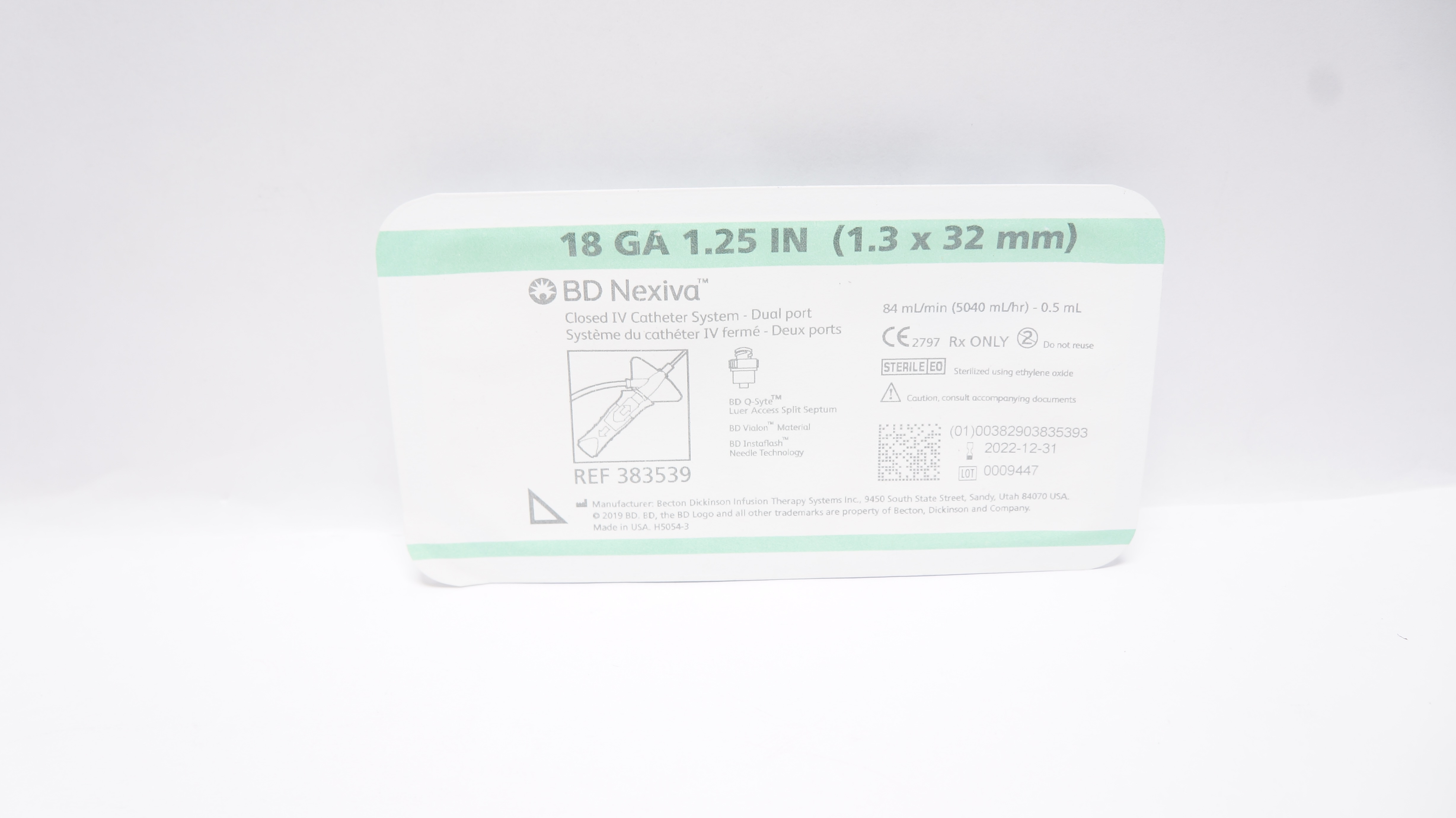 BD 383539 Nexiva Closed IV Cath. System - Dual Port 18Ga x 1.25inch (x)