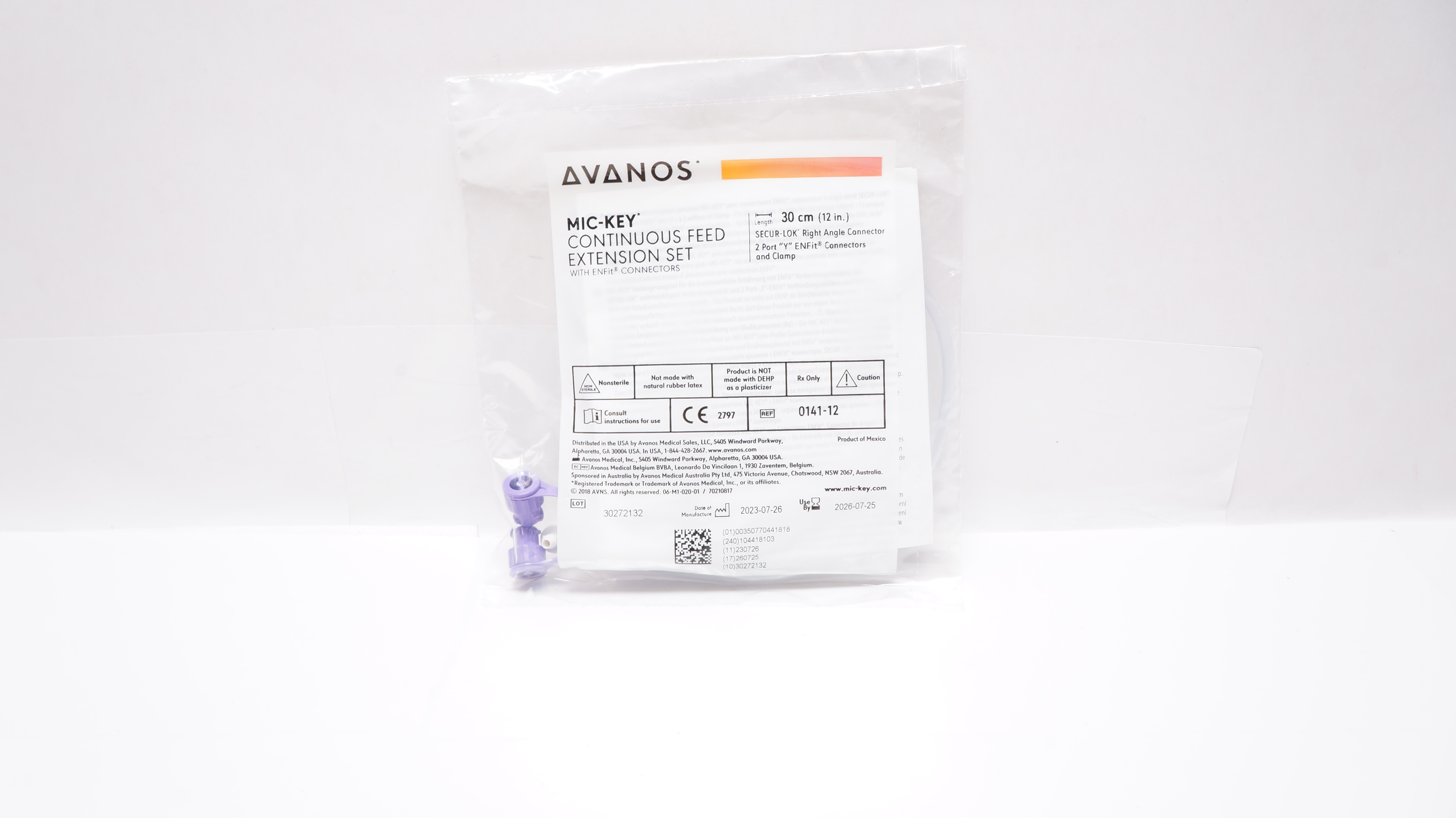 Avanos 0141-12 Mic-Key Continuous Feed Extension Set, 12nch