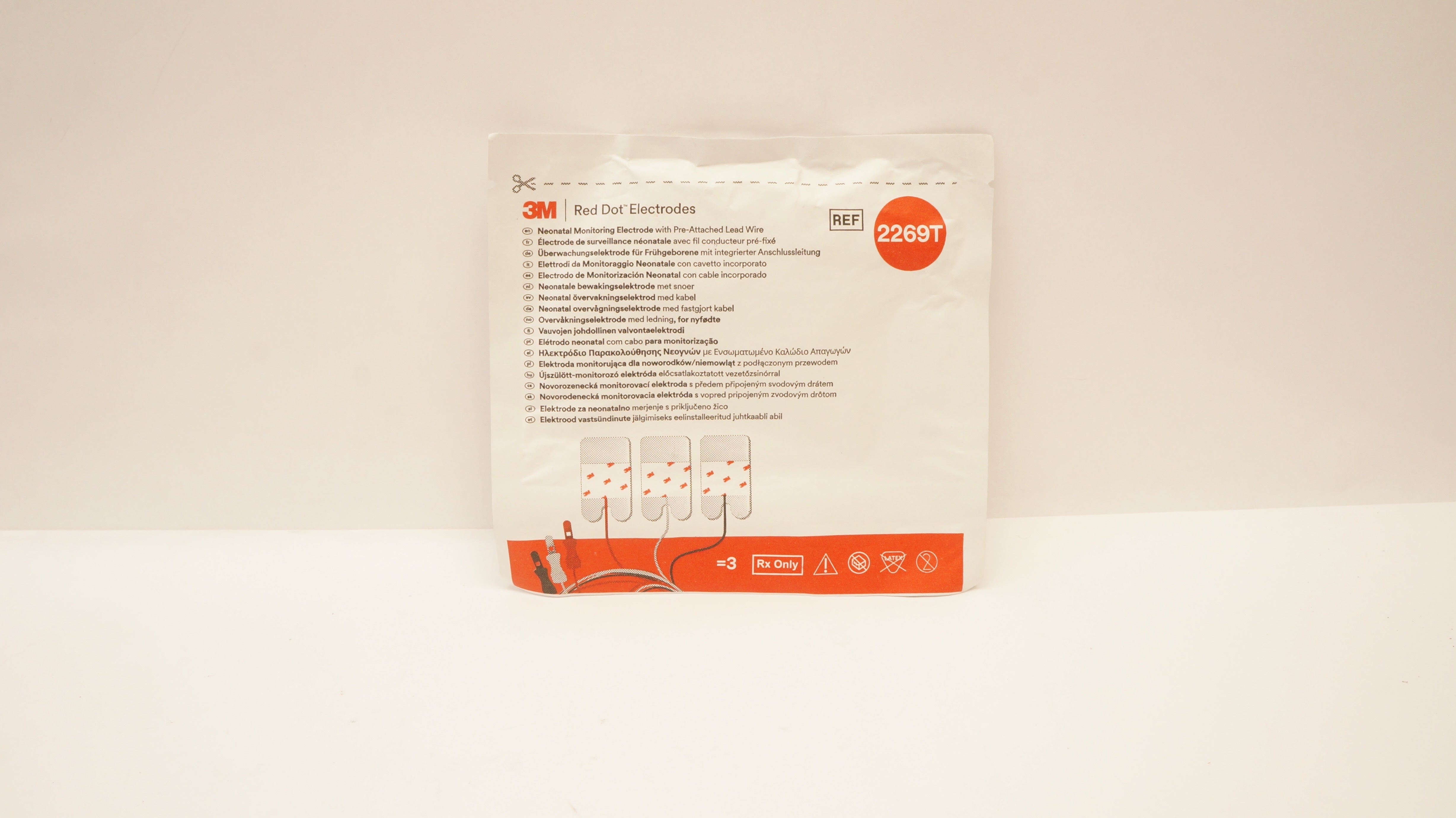 3M 2269T Red Dot Neonatal Monitoring Electrode - Pack of 3