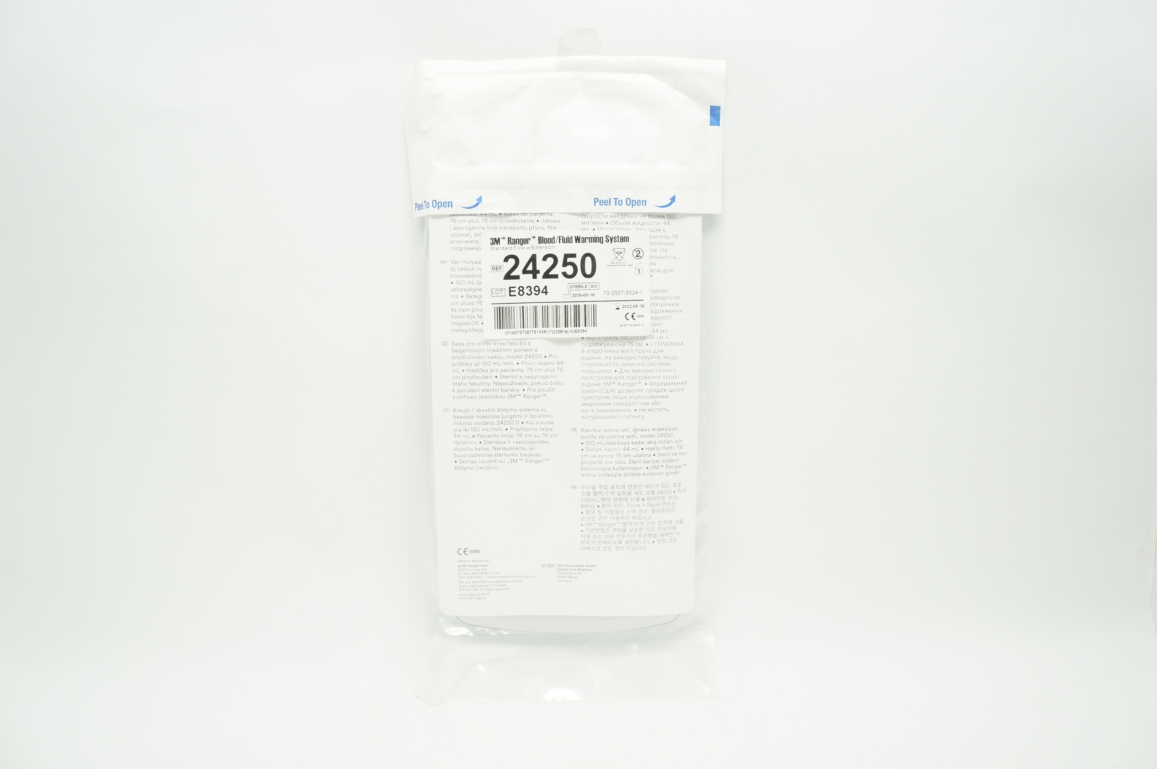 3M 24250 Ranger Standard Flow Blood/Fluid Warming Set with Extension