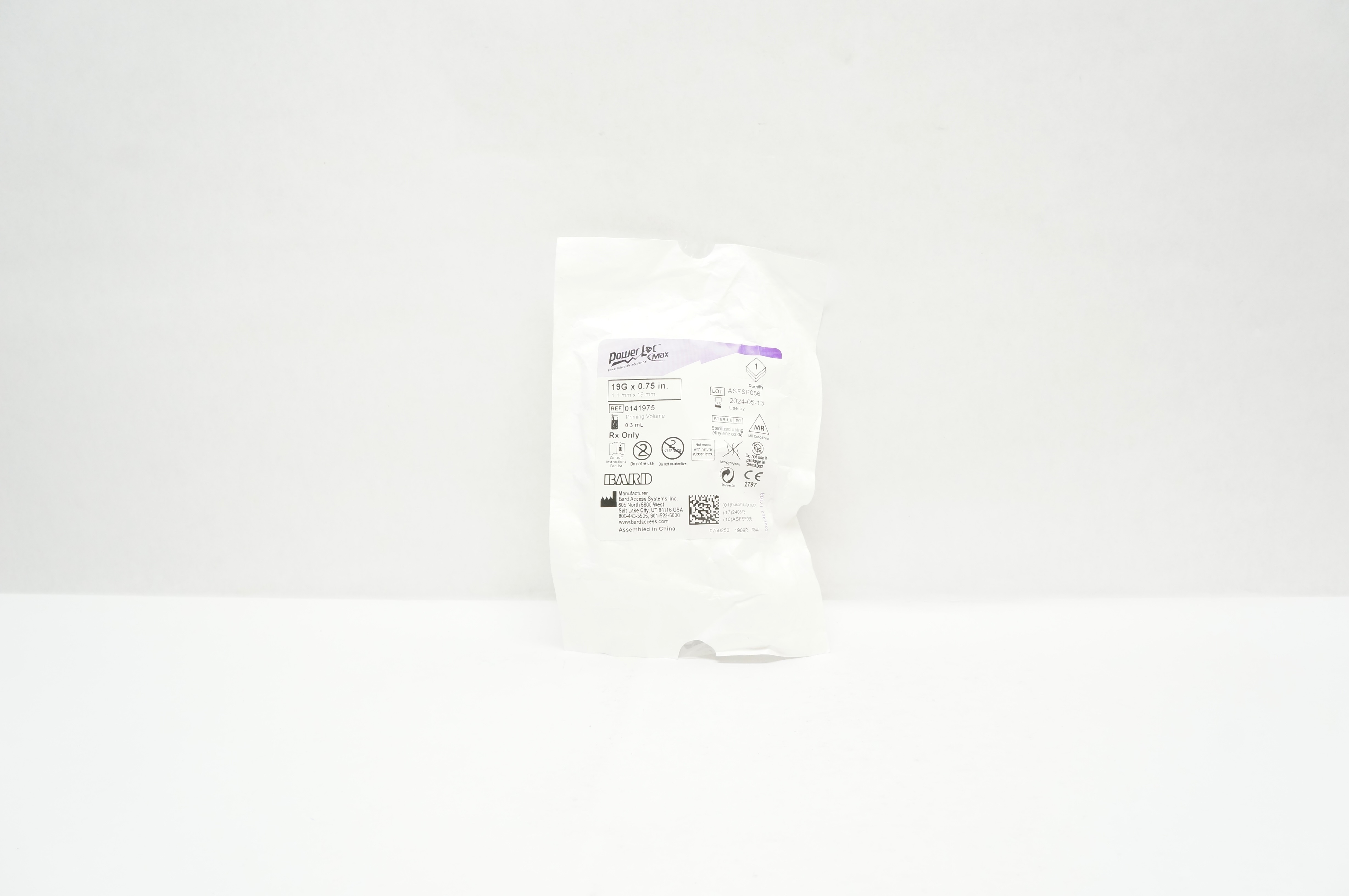 Bard 0141975 PowerLoc Max Safety Infusion Set 19G x 0.75 inch 0.3ml