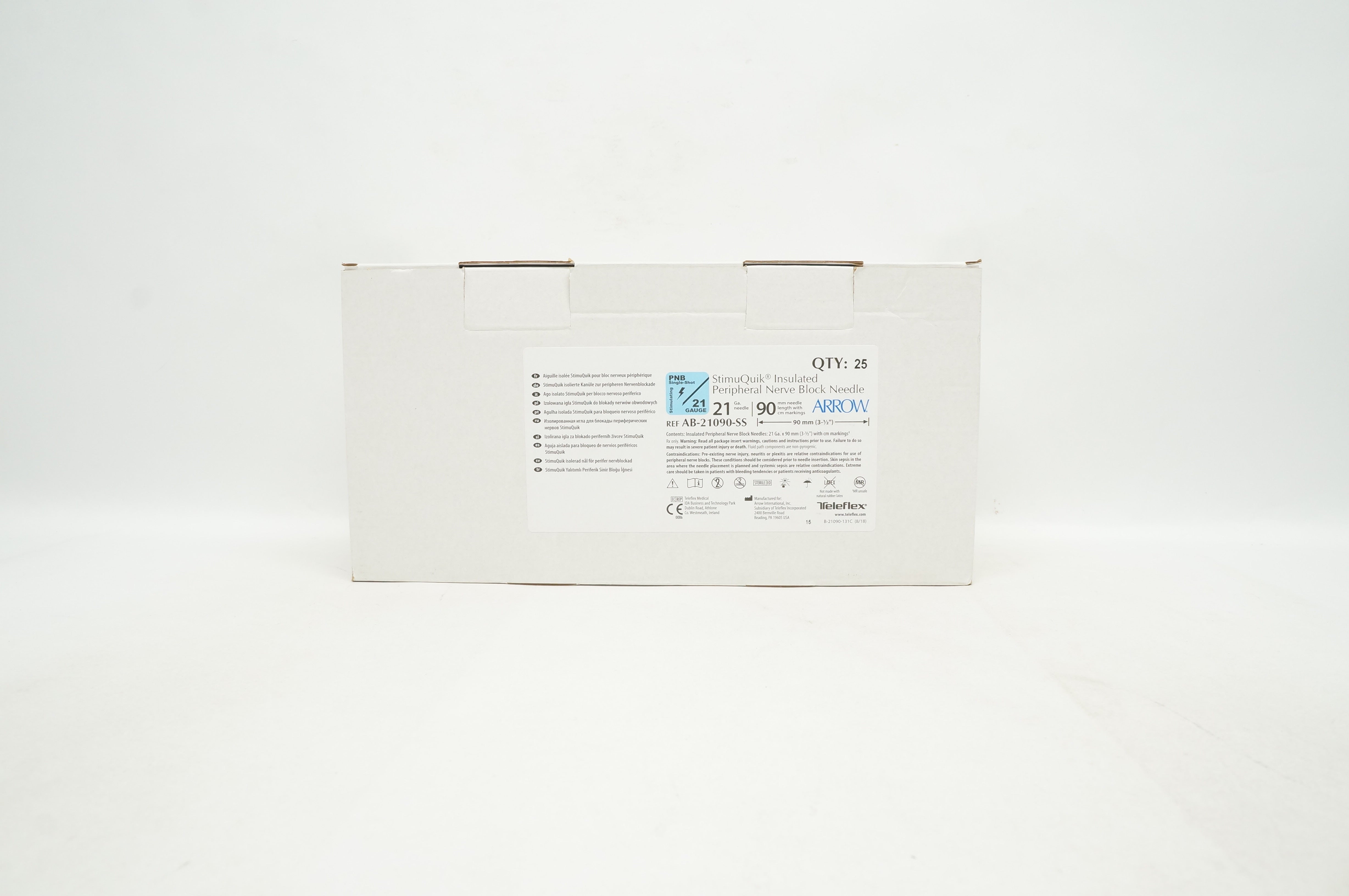 Teleflex AB-21090-SS StimuQuik Peripheral Nerve Block Ndle 21G x 6in - Box of 25