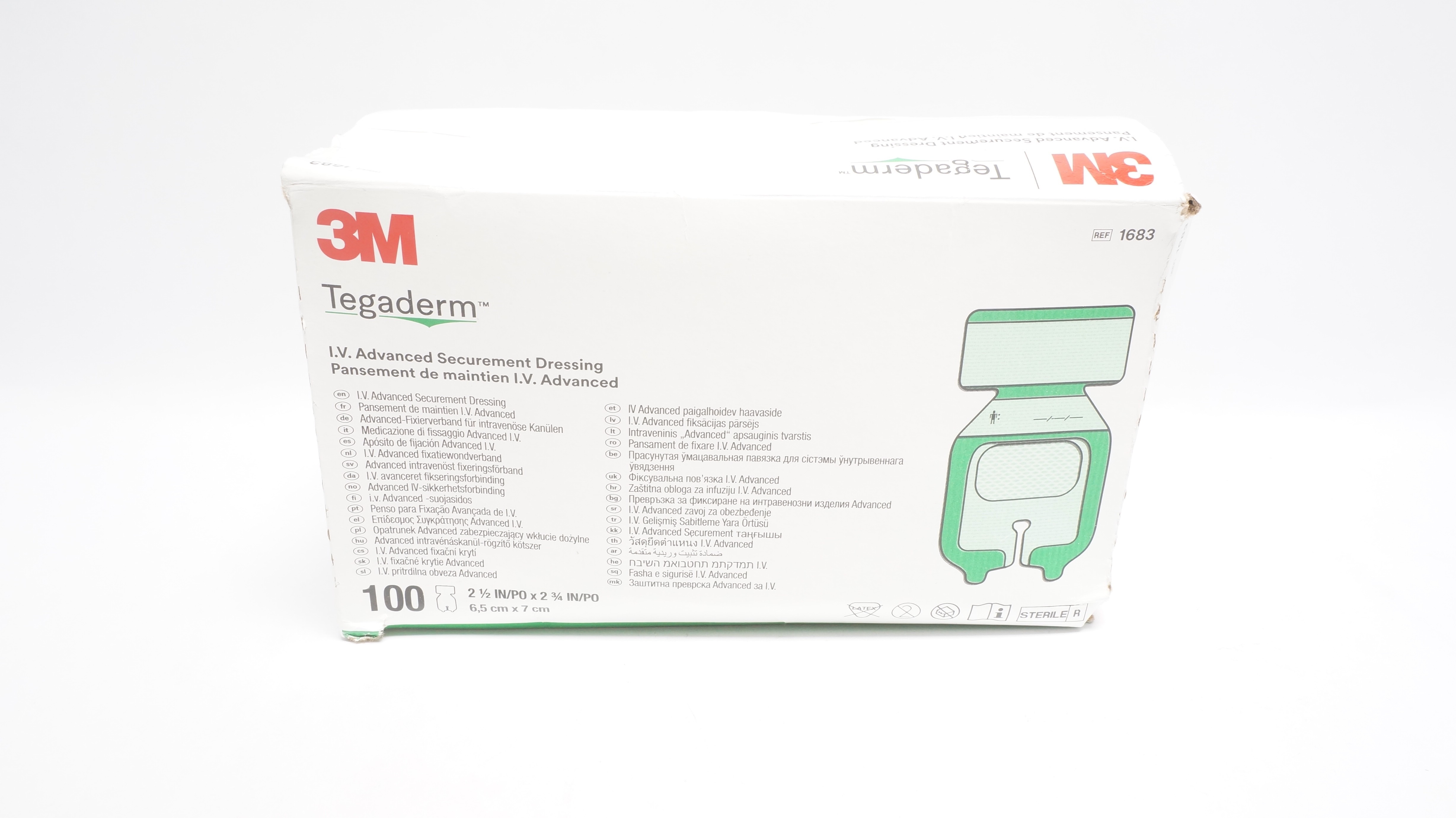 3M 1683 Tegaderm I.V. Advanced Securement Dressing 2-1/2 x 2-3/4inch -Box of 68
