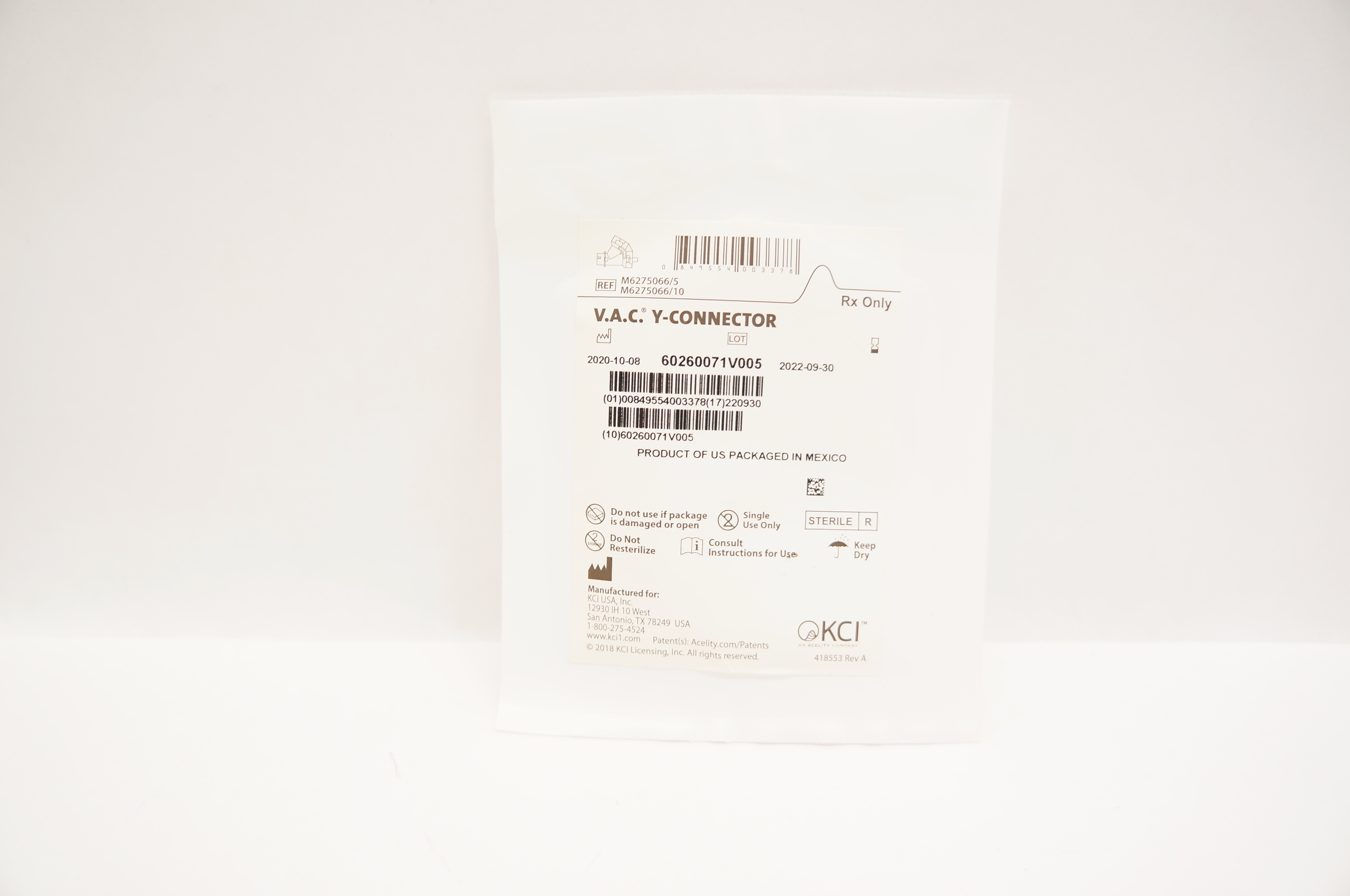 KCI M6275066/5 Acelity V.A.C. Y-Connector (x)