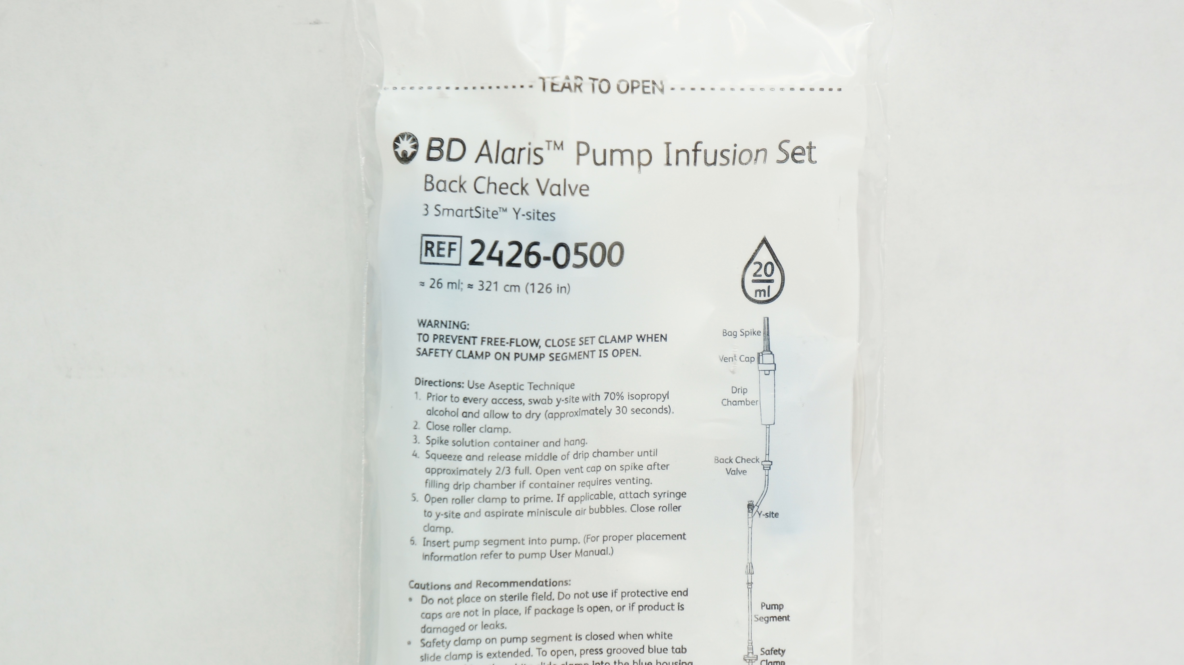 BD 2426-0500 Alaris Pump Infusion Set 26mL x 126inch Approx. 20Drops/mL