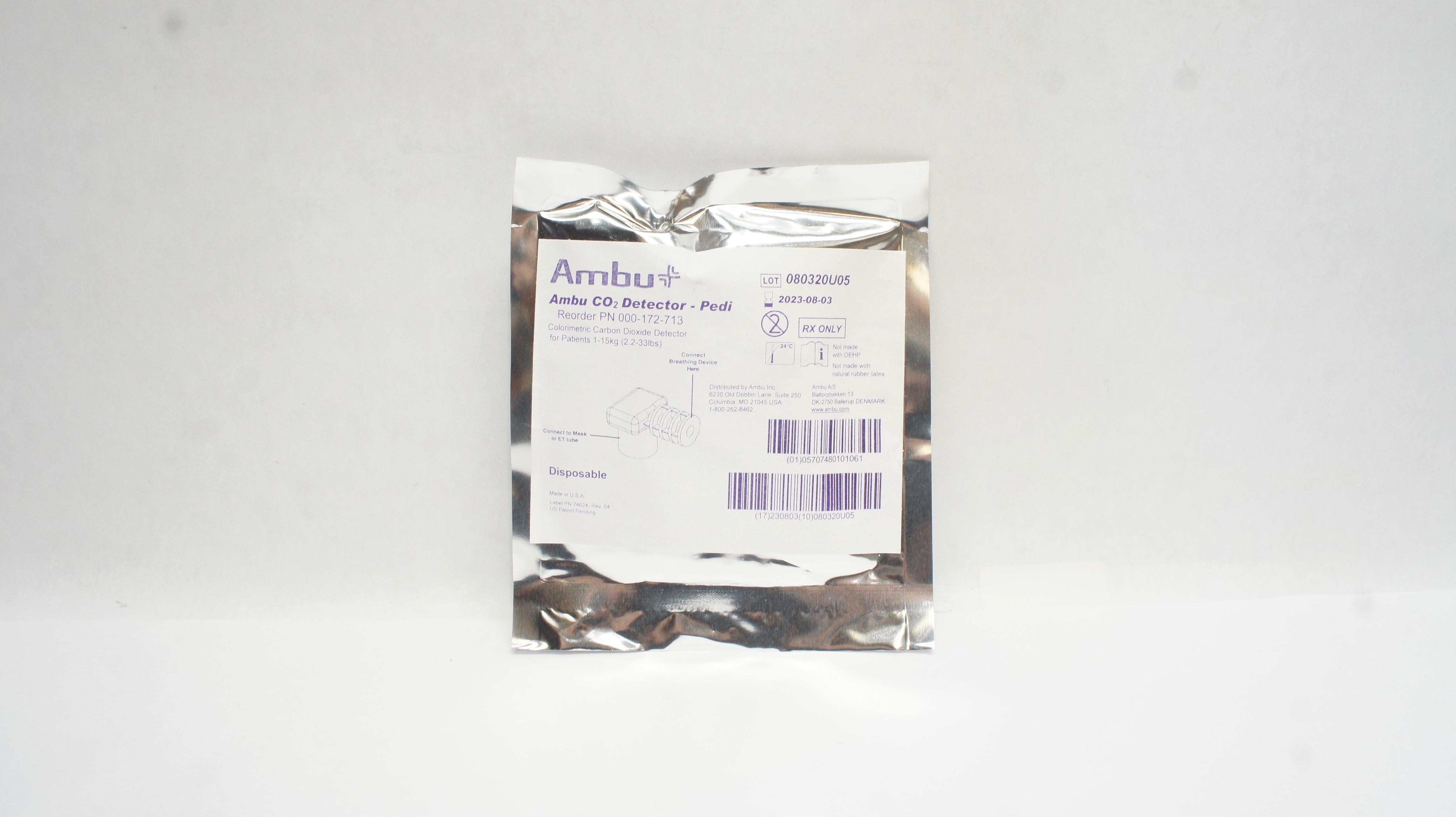 AMBU PN 000-172-713 CO2 Colorimetric Carbon Dioxide Detector-Pedi 2.2-33lbs.(x)