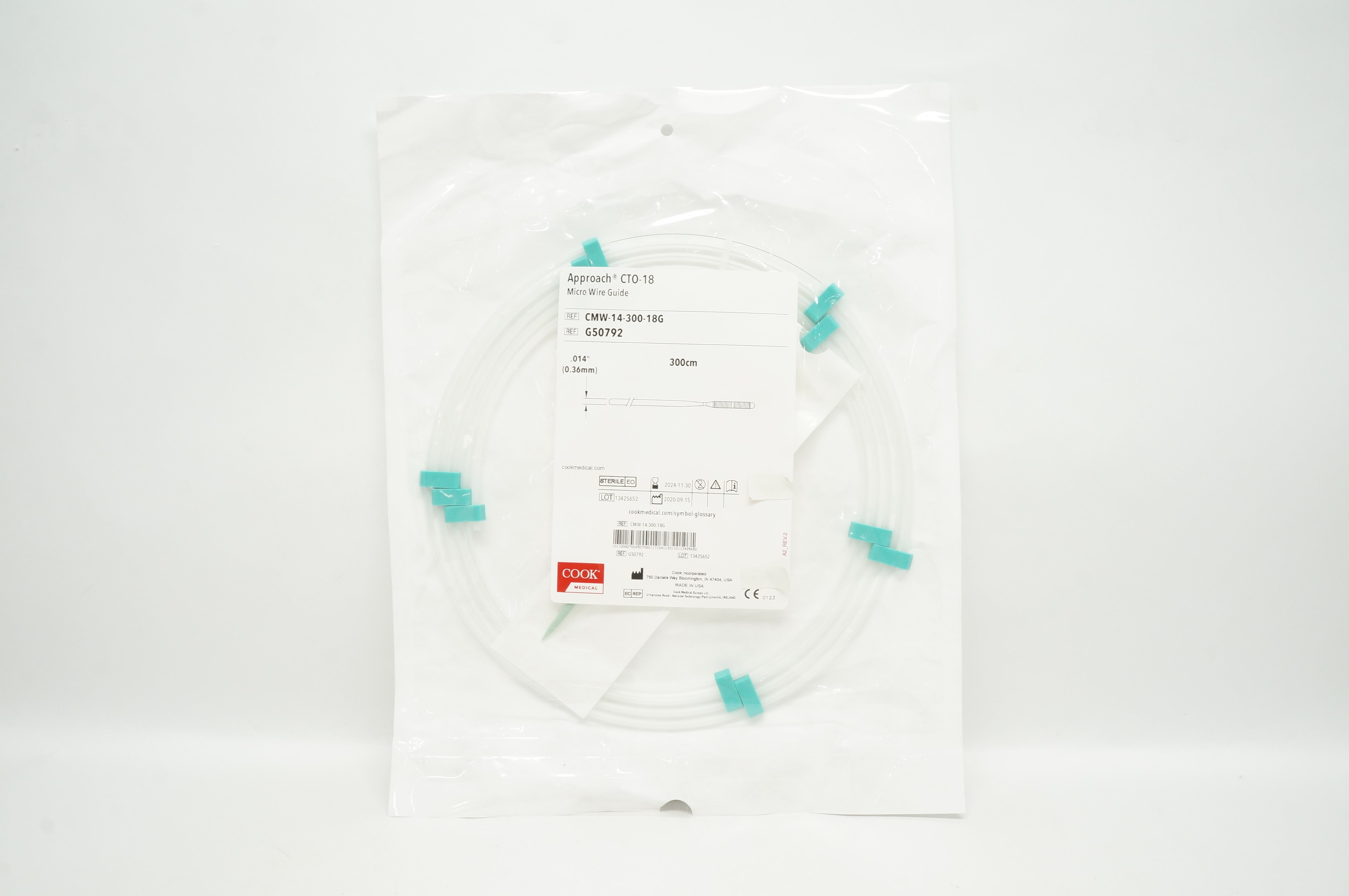 Cook Medical G50792 Approach CTO-18 Micro Wire Guide 0.014inch x 300cm