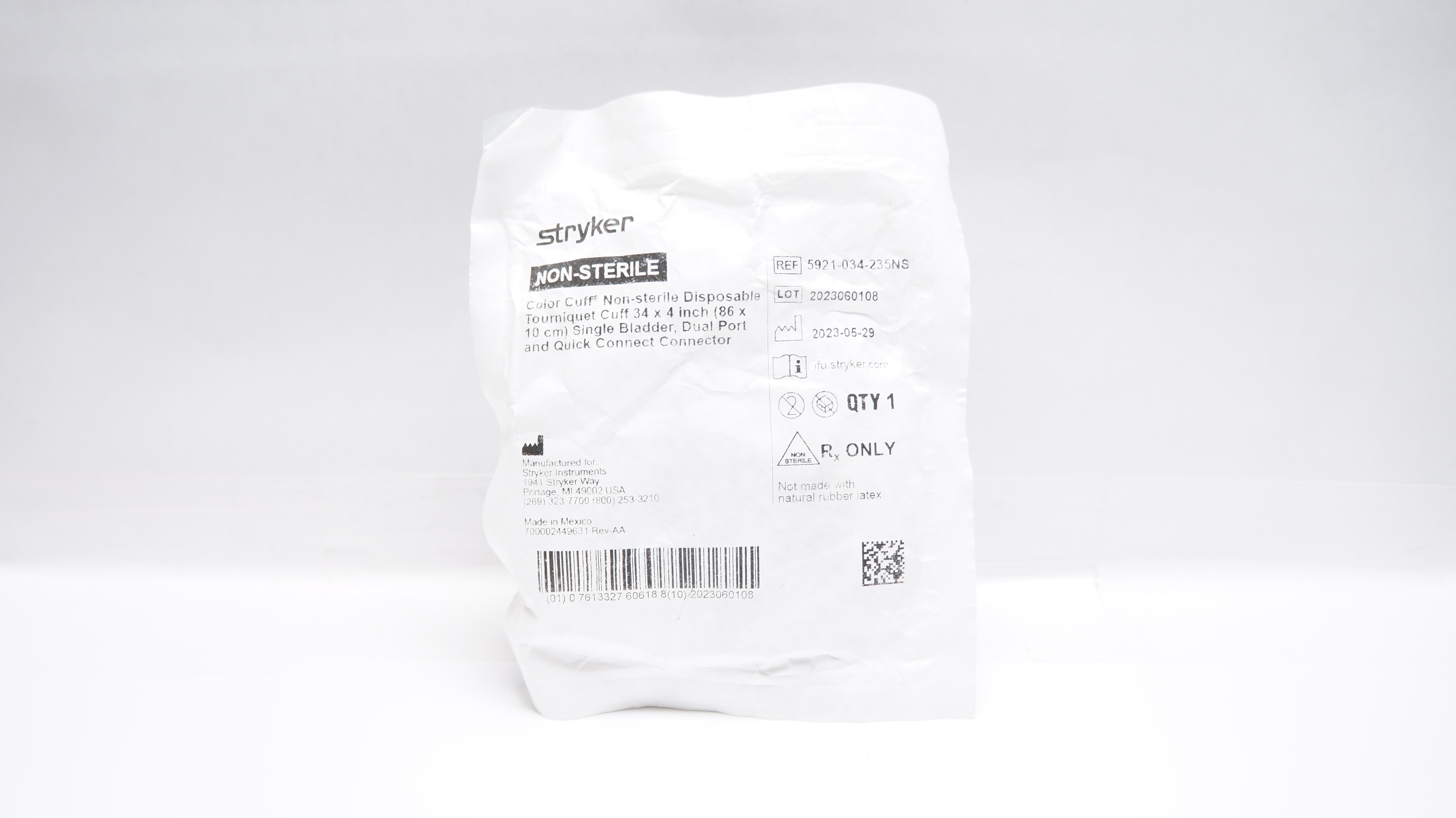 Stryker 5921-034-235NS Color Cuff Disposable Tourniquet Cuff 34 x 4inch Bladder