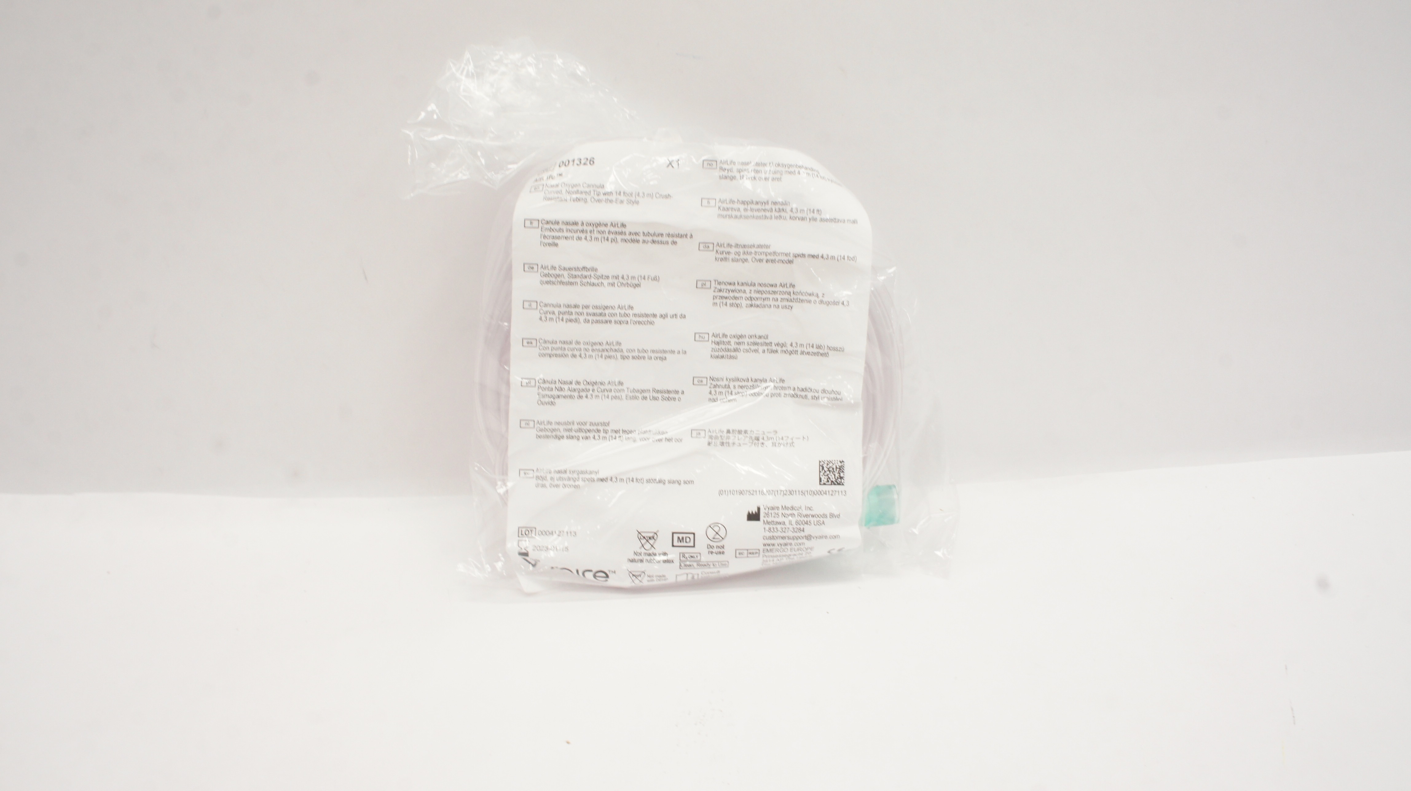 Vyaire 001326 AirLife Nasal Oxygen Cannula with Crush Resistant Tubing 14ft.