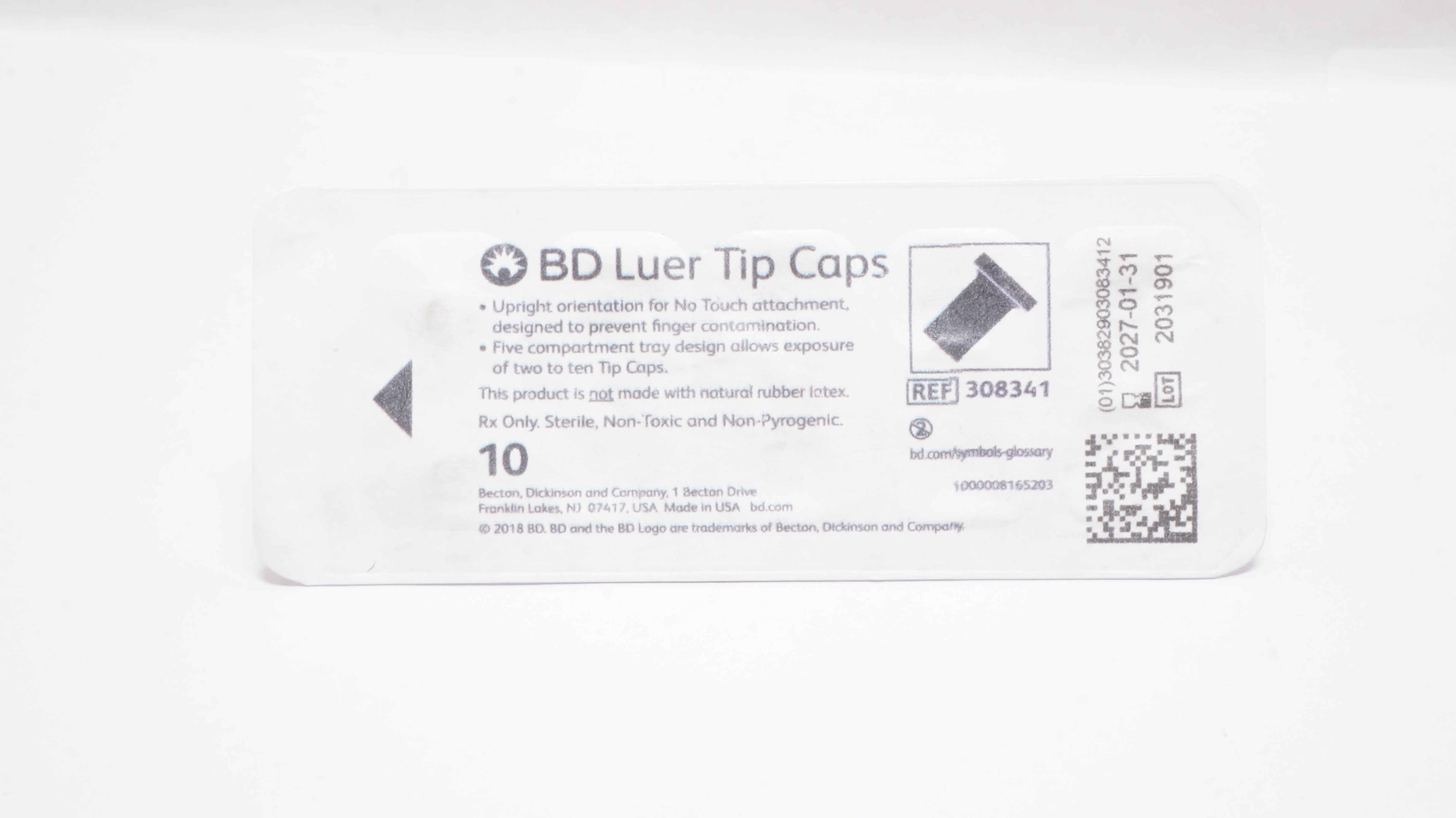 BD 308341 Luer Tip Caps - Pack of 10