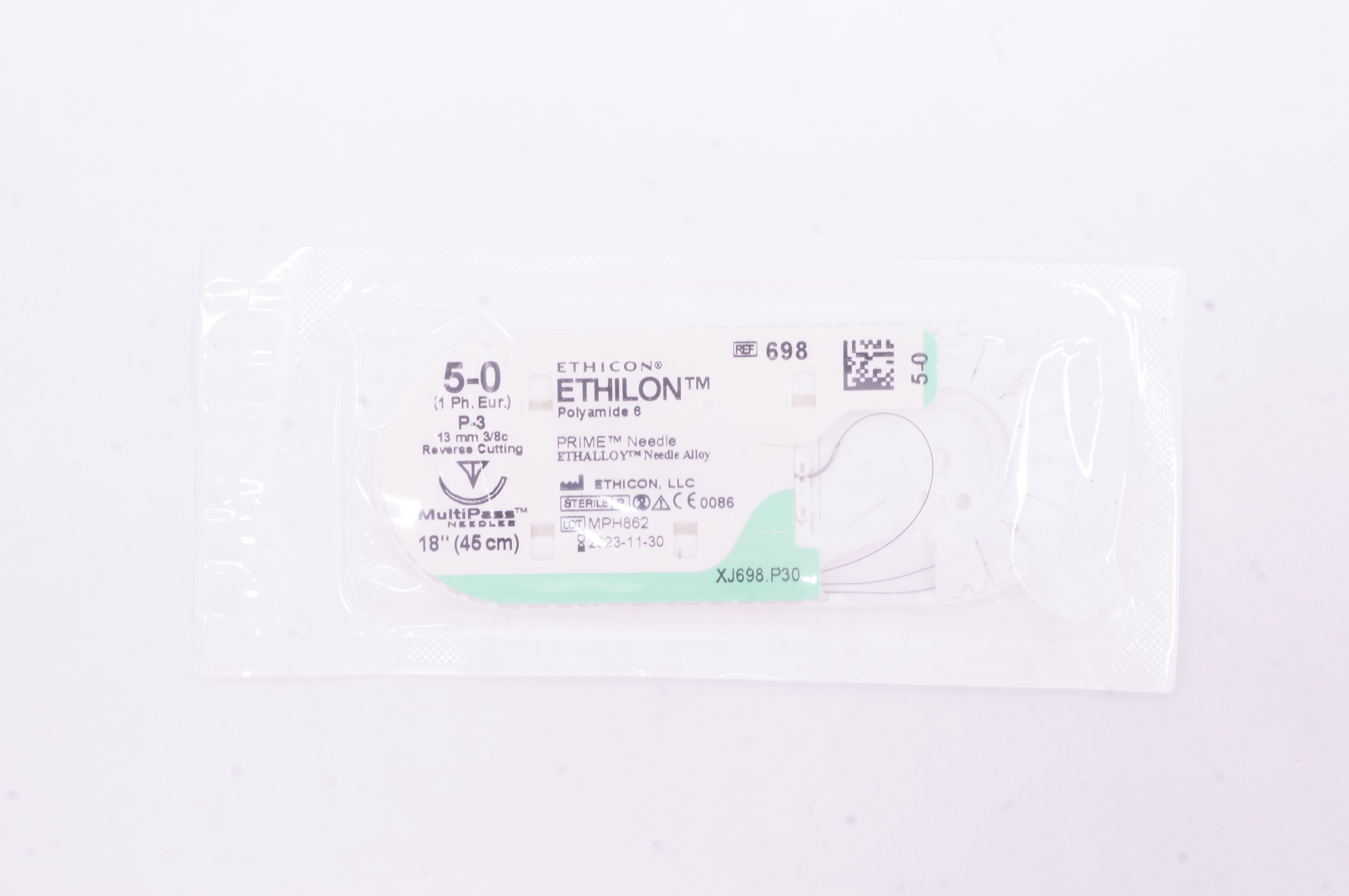 Ethicon 698 5-0 Ethilon Polyamide 6 Stre P-3 13mm 3/8c Reverse Cutting 18in. (x)