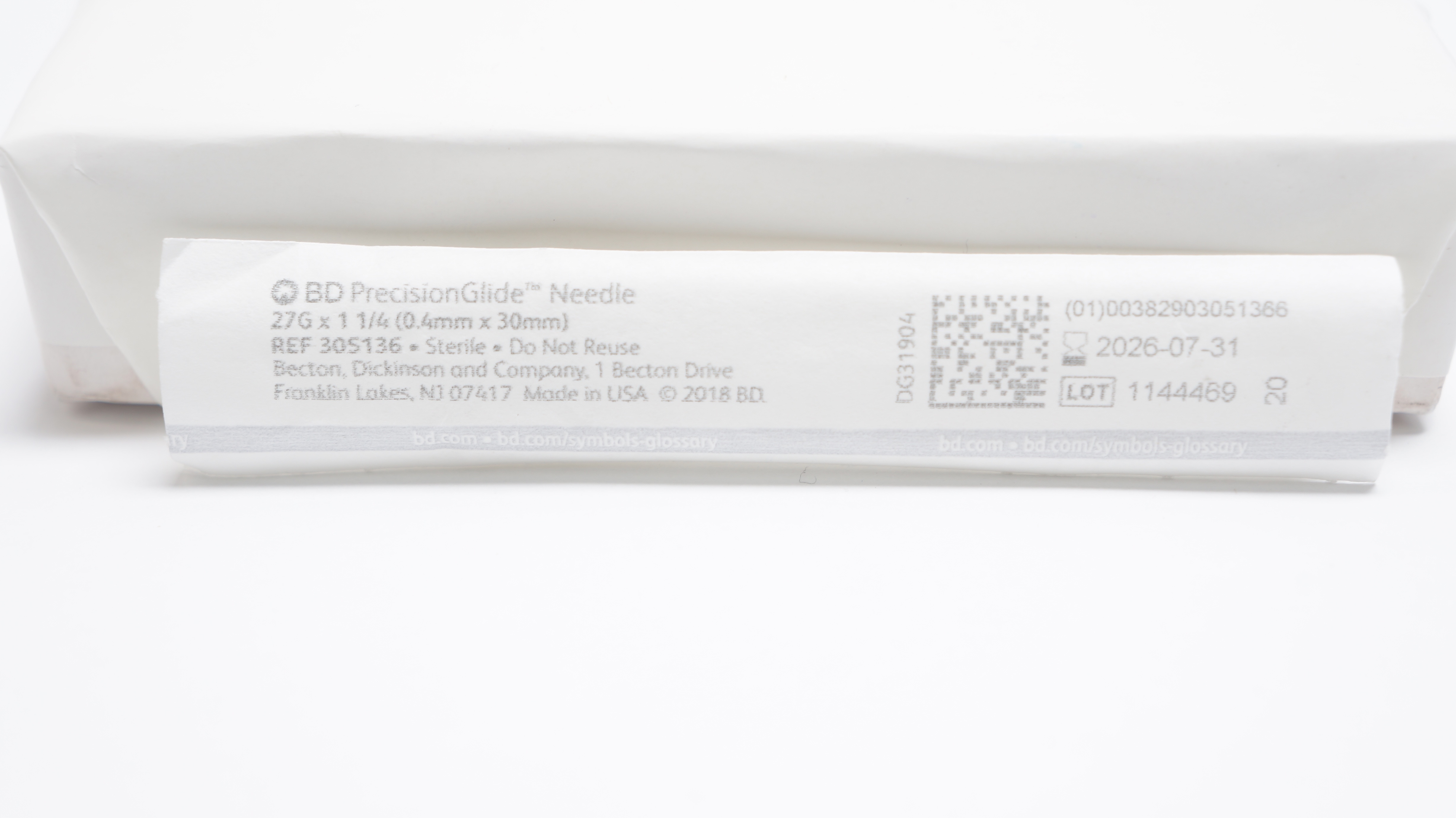 BD 305136 PrecisionGlide Ndle 27G x 1 1/4inch