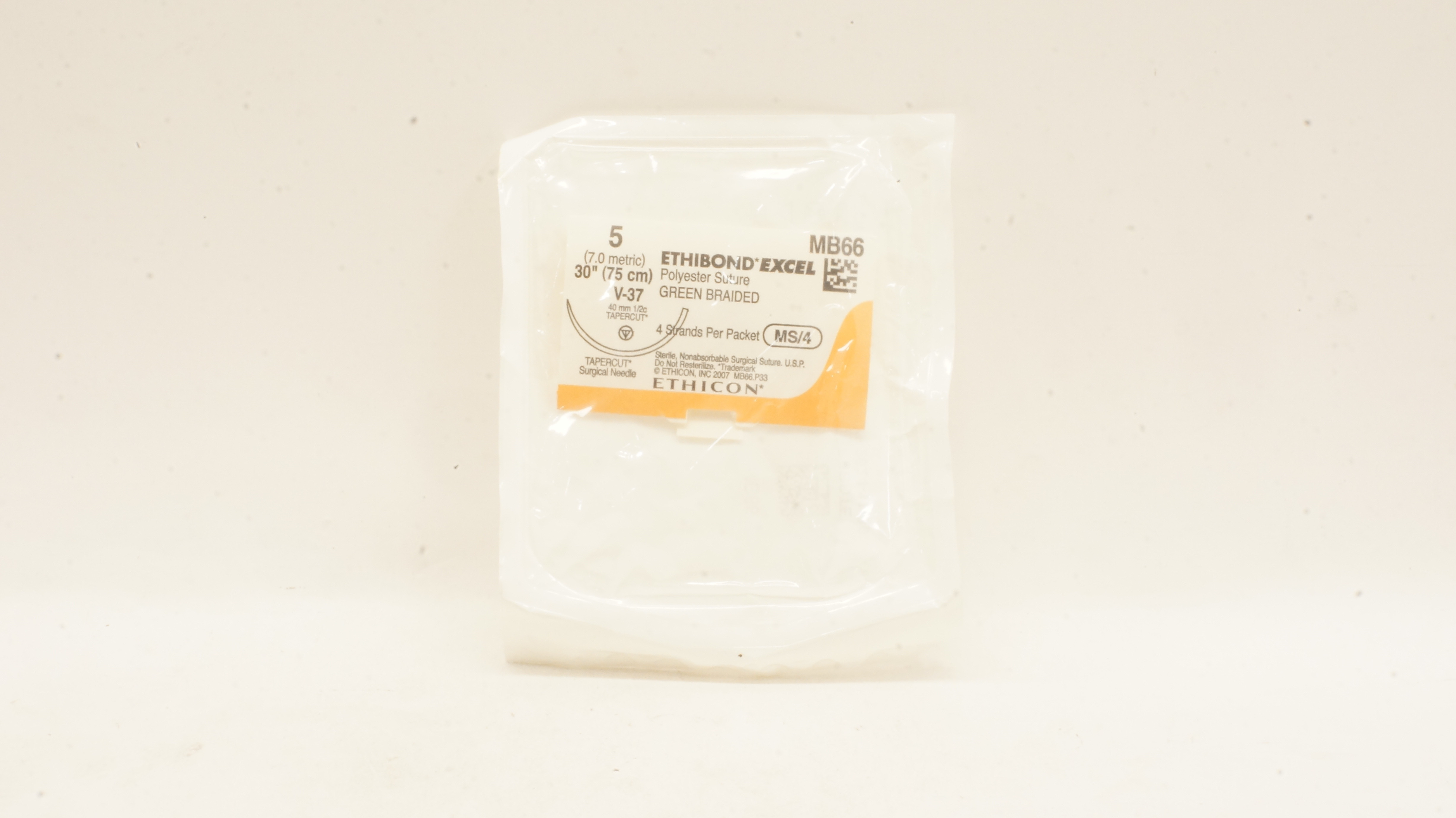 Ethicon MB66 5 Ethibond Excel Polyester Stre V-37 40mm 1/2c Tapercut 30inch MS/4