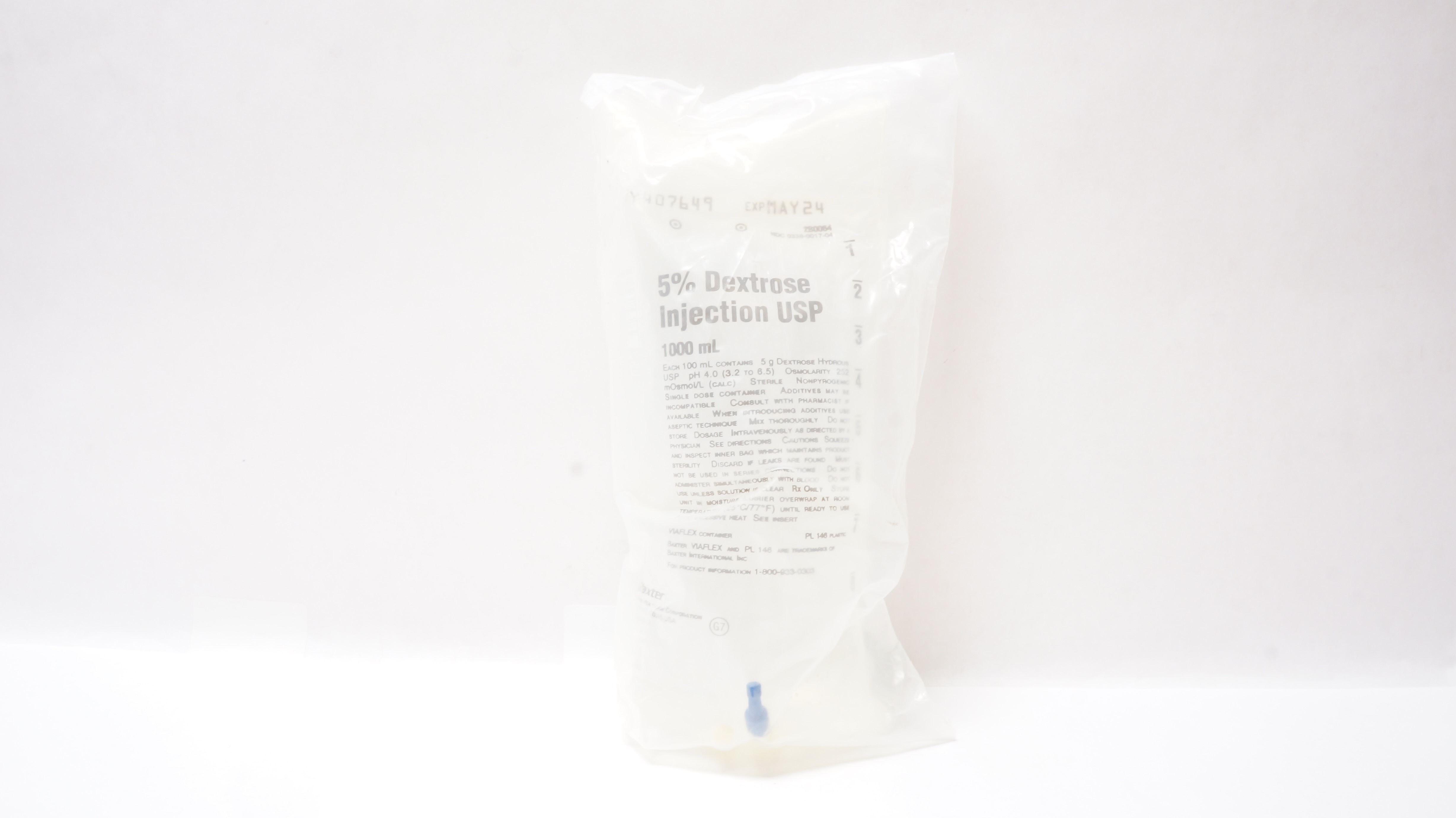 Baxter 2B0064 5% Dextrose Injection USP 1000mL