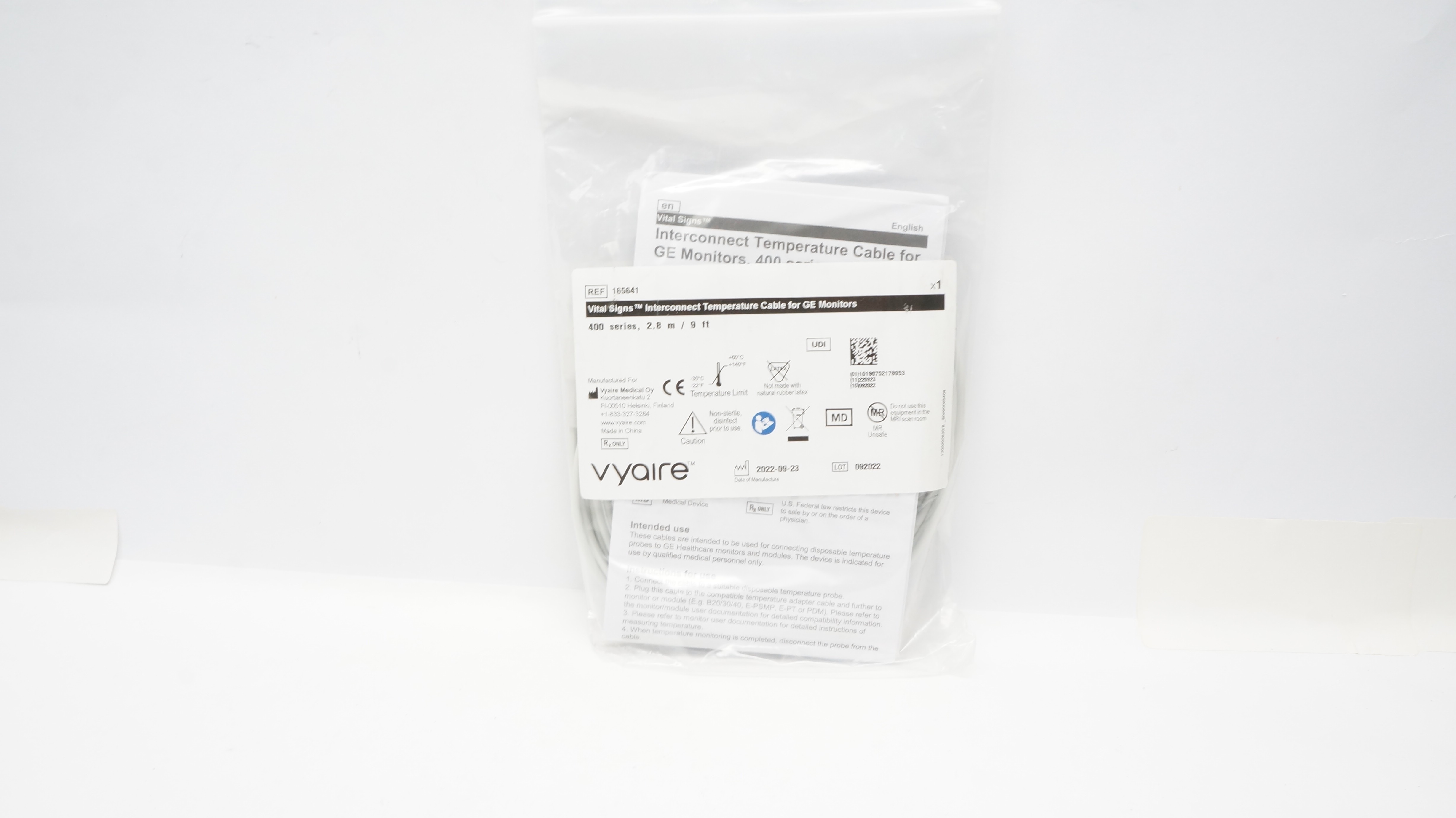 Vyaire 165641 Vital Signs Interconnect Temperature Cable 400 series 2.8m/9ft